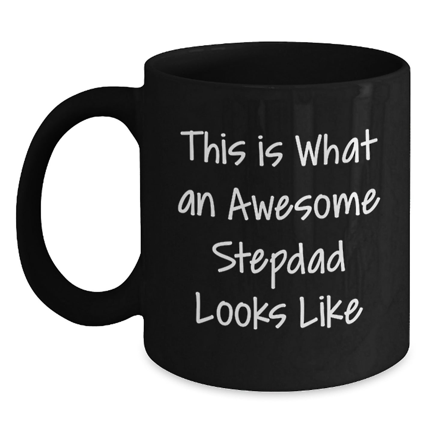 Funny Stepdad Gifts - 'This Is What An Awesome Stepdad Looks Like' Black Coffee Mug, Gifts from Family, Graduation Unique Gifts for Men, 11oz or 15oz Microwave and Dishwasher Safe - Main