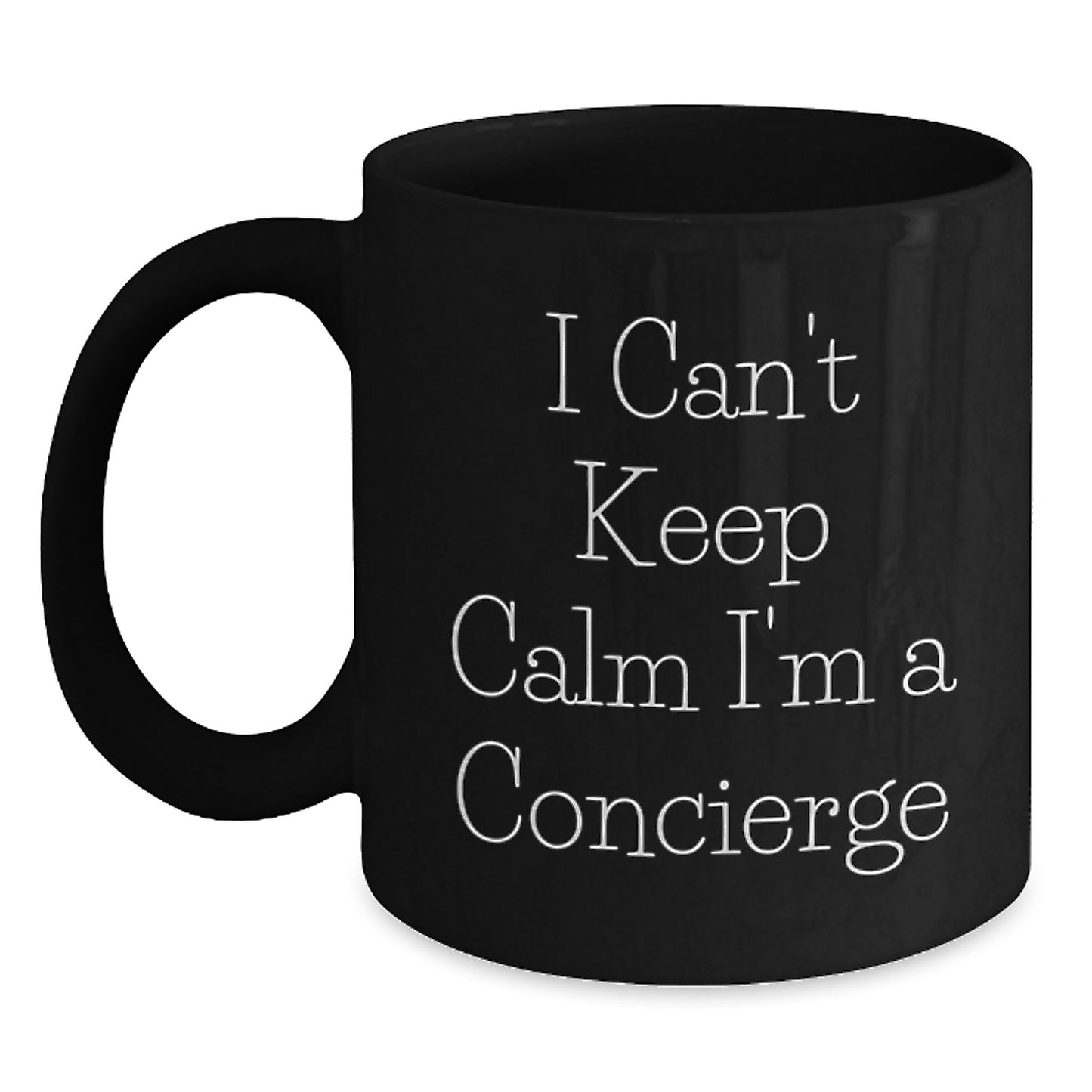 Funny Concierge Gifts for Friends, Unique Black Coffee Mugs with I Can't Keep Calm I'm A Concierge Quote, Gifts from Family to Coworkers, Christmas Unique Gifts - Main