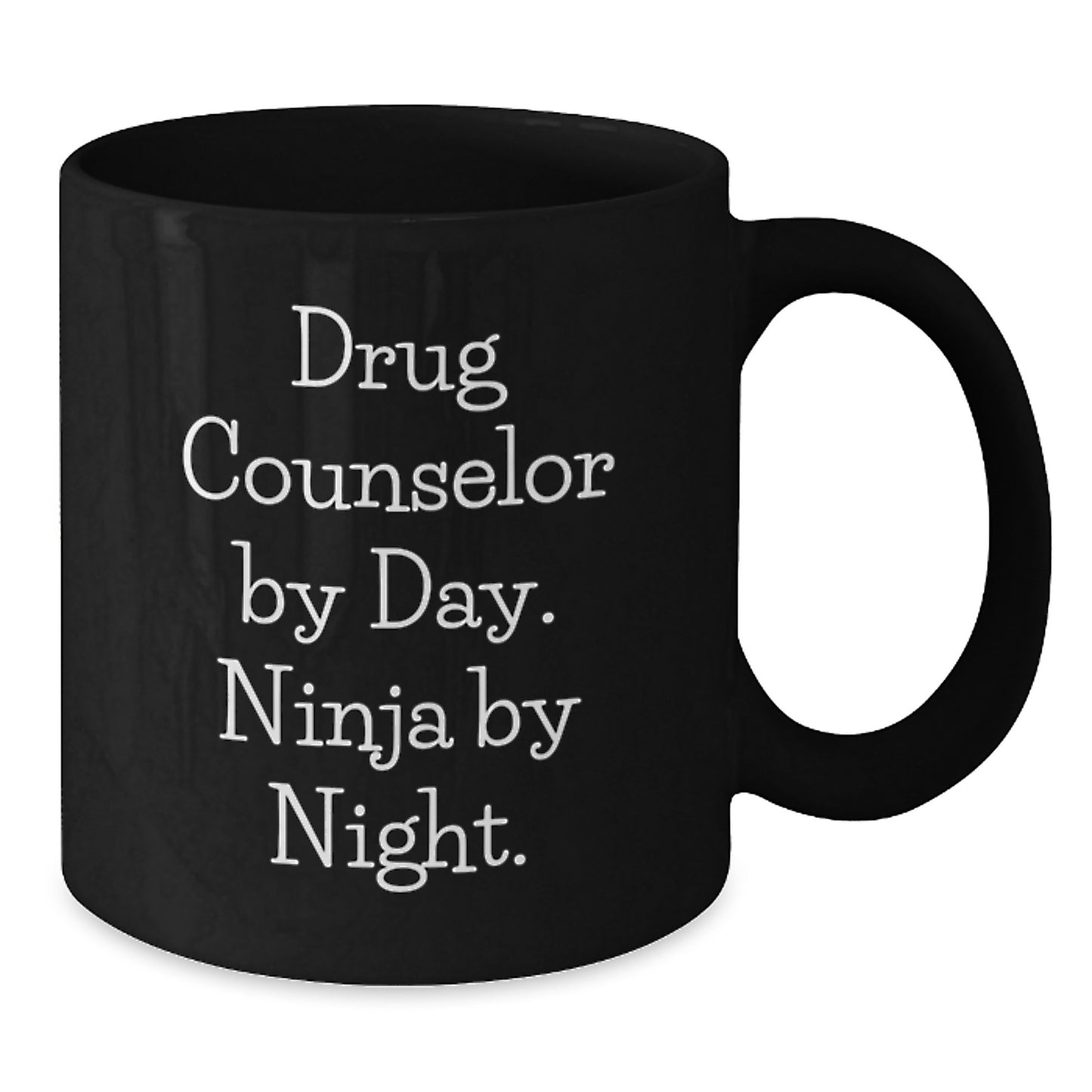Drug Counselor Gifts, Funny Quote, Black Coffee Mug, 'Drug Counselor By Day. Ninja By Night.' for Graduation, Gifts from Friends, Gifts for Drug Counselor, Unique Graduation Gifts - Additional