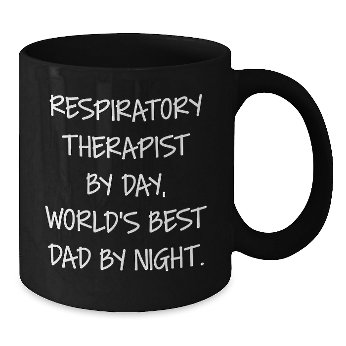Respiratory Therapist Humor Gifts, Funny Black Coffee Mug by Day, World's Best Dad By Night - Gifts from Men to Respiratory Therapist for Birthday - Additional