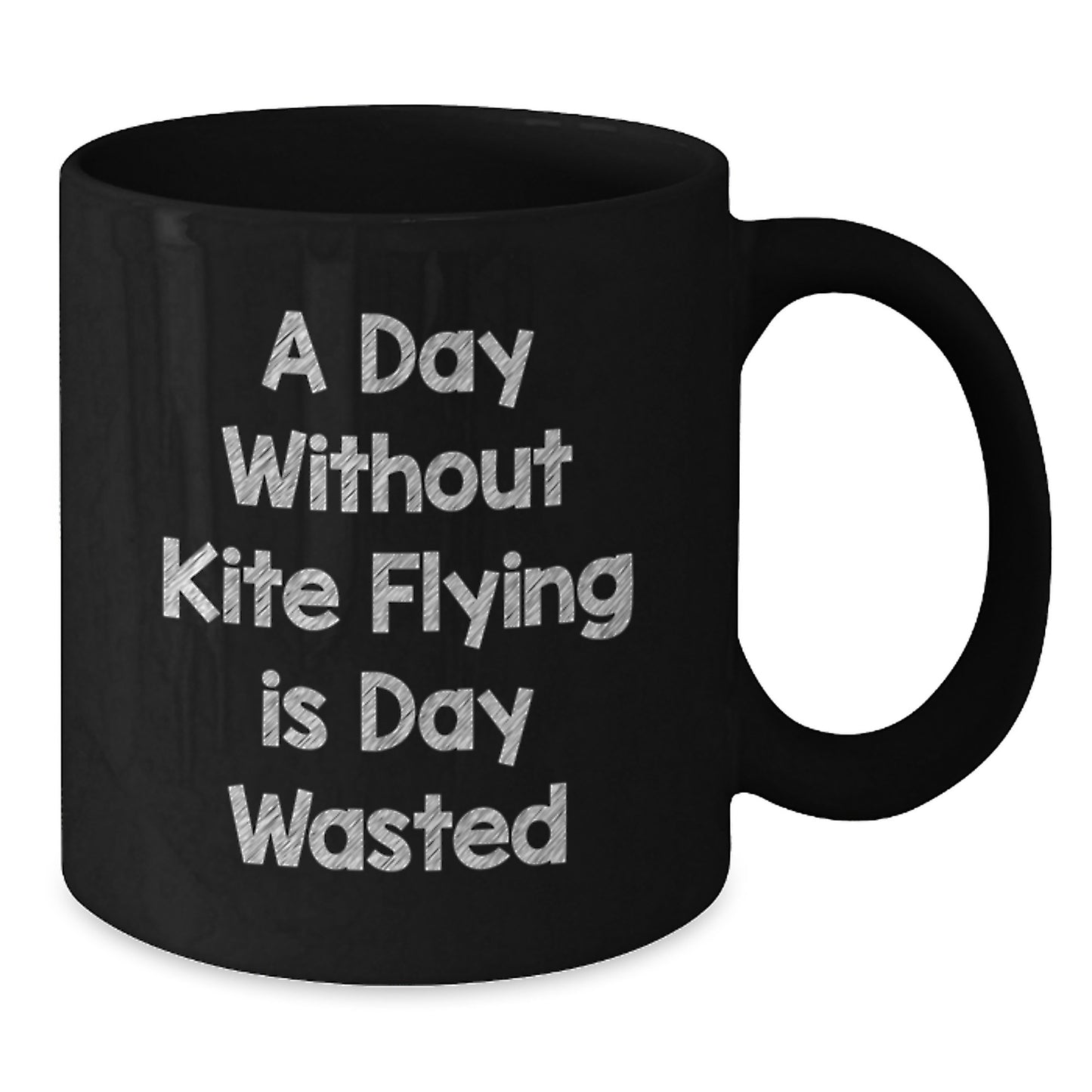 Kite Flying Enthusiasts Gifts from Friends for Kite Flying Lovers, A Day Without Kite Flying Is Day Wasted, Black Coffee Mug for Birthday - Additional