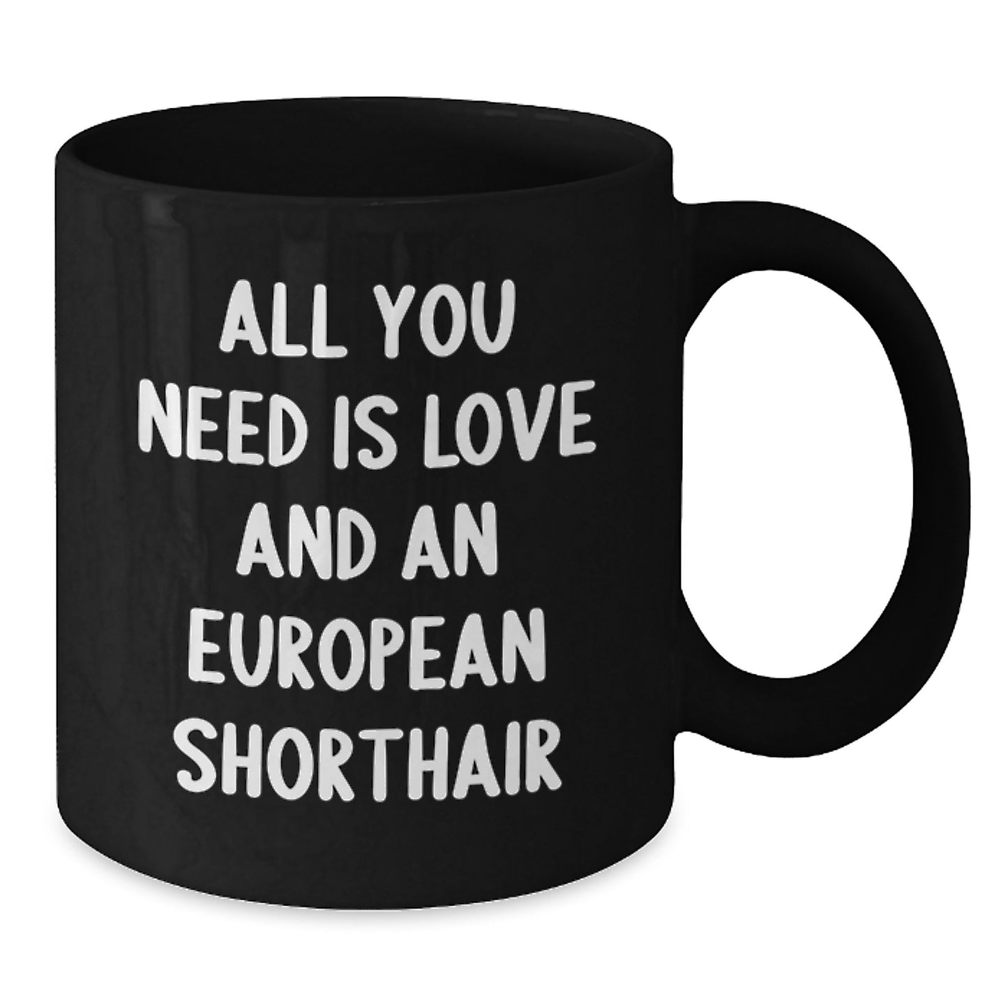 European Shorthair Cat Lovers Gifts from Friends for Men Funny Black Coffee Mug, All You Need Is Love, Graduation Unique Gifts - Additional