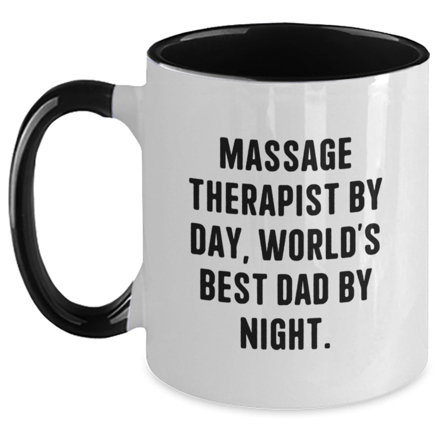 Massage Therapist Gifts Funny Two Tone Coffee Mug, Gifts from Dad to Massage Therapist, Birthday Unique Gifts for Massage Therapist By Day, World's Best Dad By Night. - Main