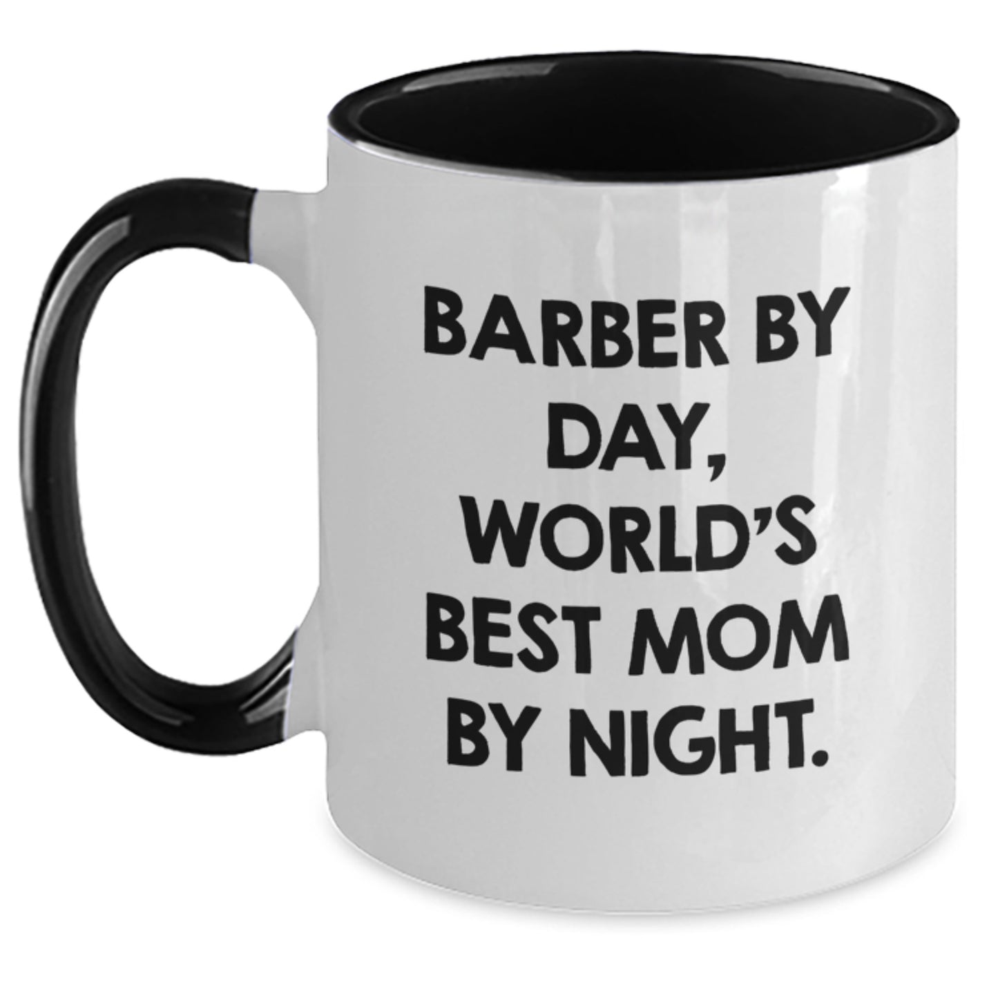Funny Barber Gifts for Men, Two Tone Coffee Mug by Day, World's Best Mom By Night. Gifts from Mom to Barber for Birthday - Main