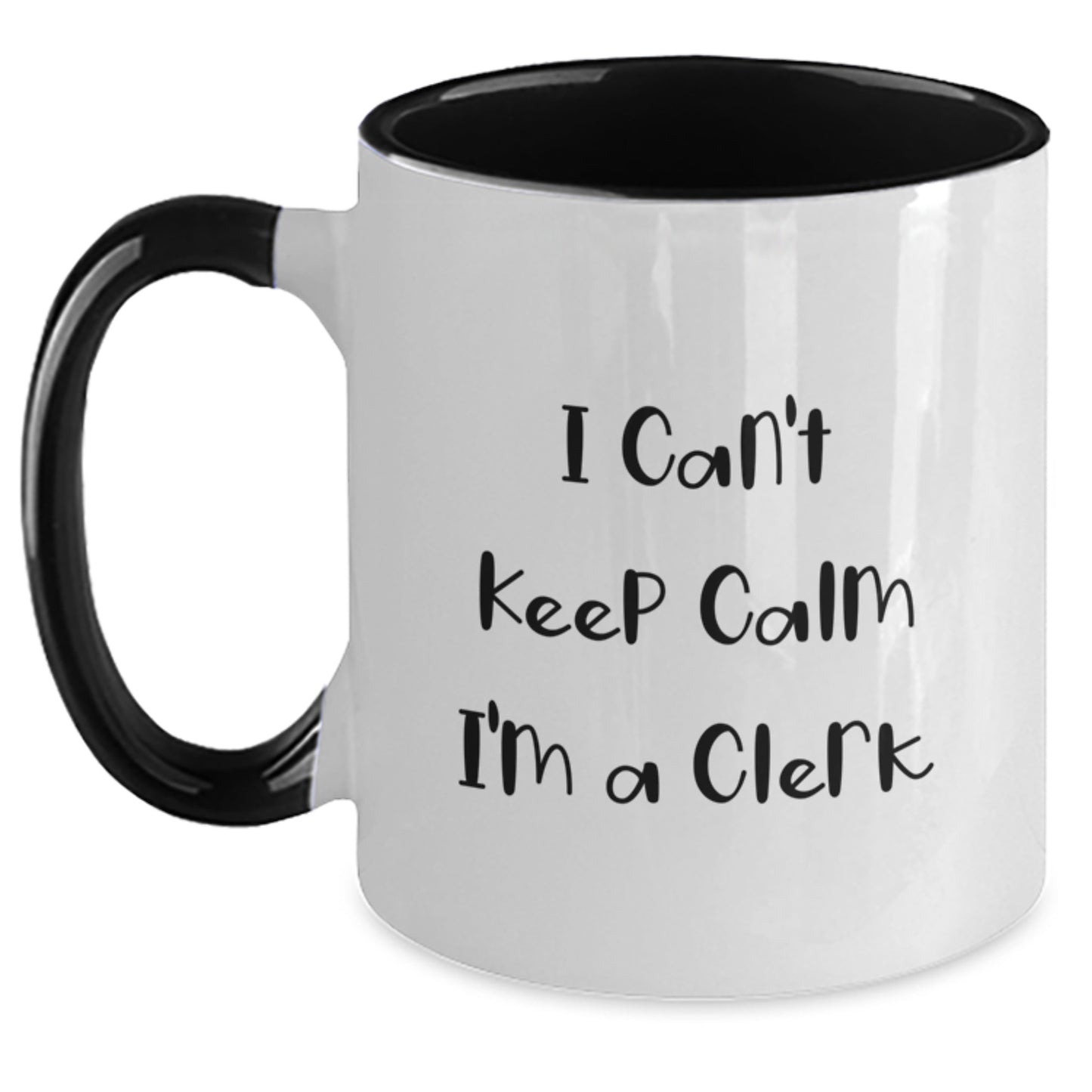 Funny Gifts for Clerks, Clerk Coffee Mug Gifts from Friends for Men who say 'I Cant Keep Calm I'm A Clerk', Two Tone Christmas Mug - Main