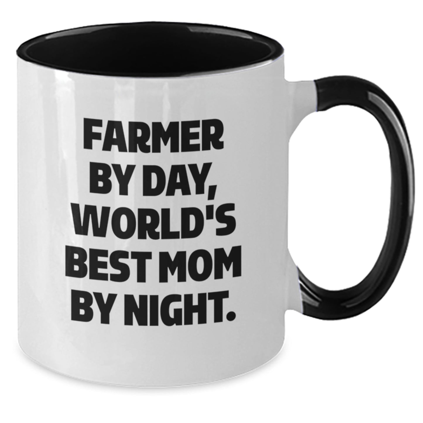 Farm Fresh Gifts from Friends and Family - 'Farmer By Day, World's Best Mom By Night.' Two Tone Coffee Mug for Birthday - Additional