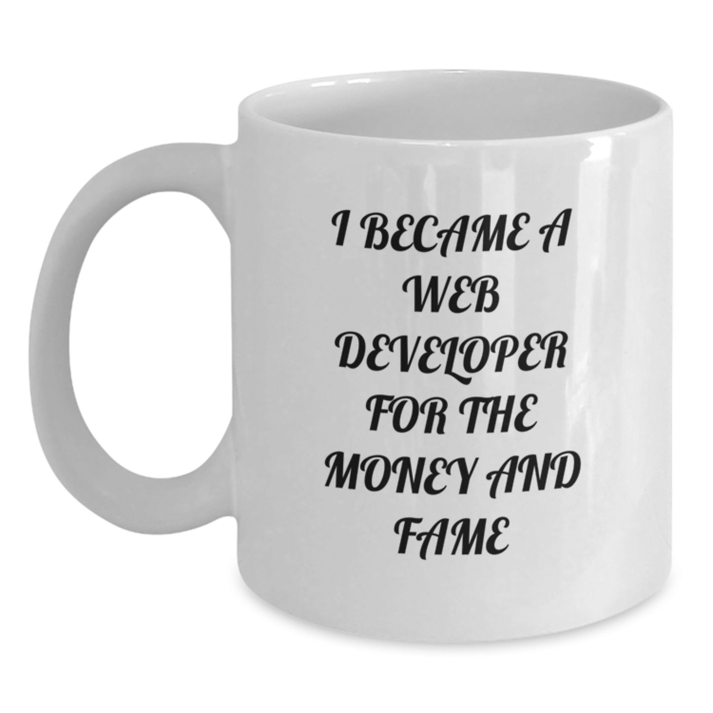 Funny White Coffee Mug Gifts for Web Developers Men Women Friends Coworkers Family from Web Developers, I Became A Web Developer For The Money And Fame, Perfect Unique Christmas Unique Gifts - Main