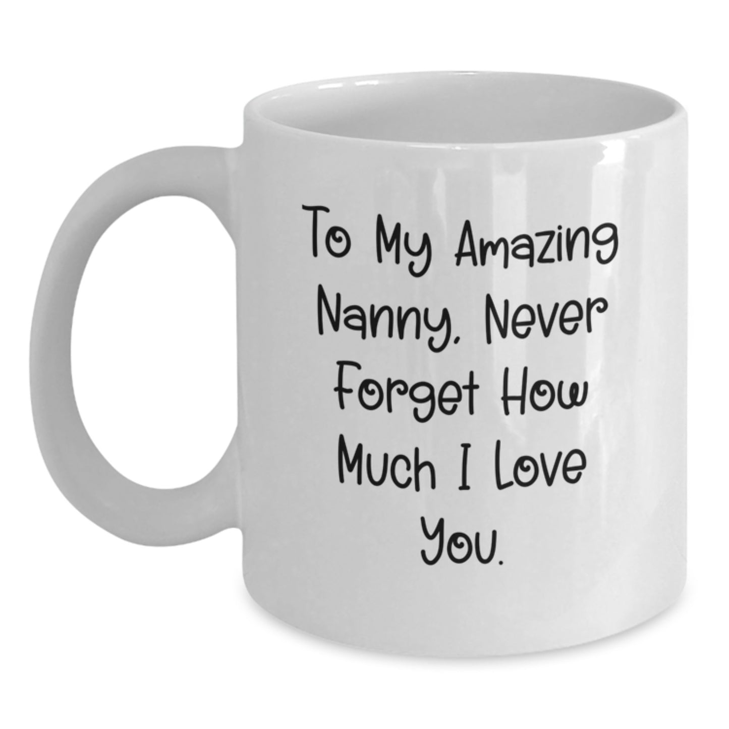 Funny Nanny Gifts for Nanny, White Coffee Mug with 'To My Amazing Nanny, Never Forget How Much I Love You' Quote, Christmas Unique Gifts from Family to Nanny - Main