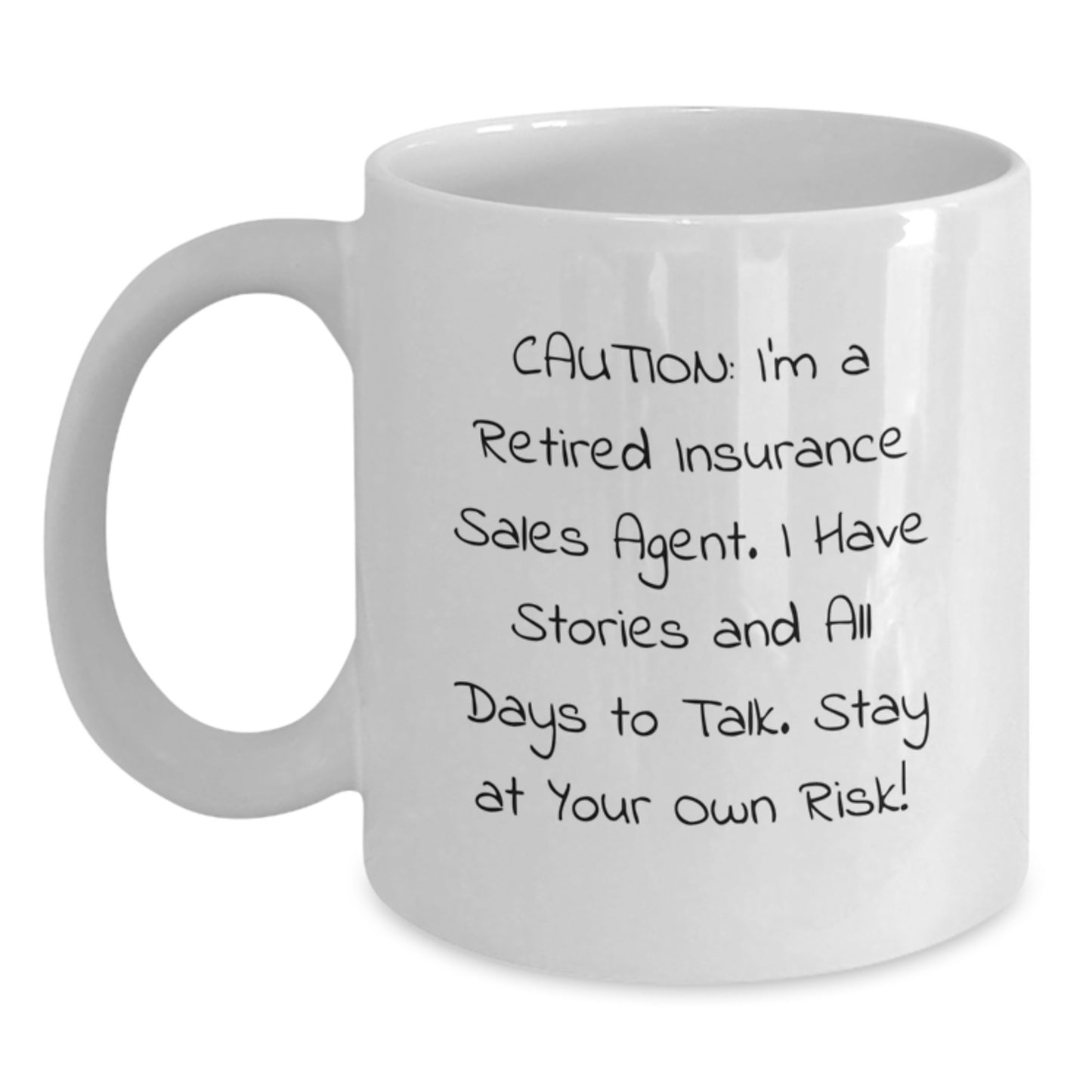 Funny Insurance Sales Agent Gifts for Men, White Coffee Mug with 'Caution: I'm A Retired Insurance Sales Agent' Quote, Ideal Gifts from Family, Friends, Coworkers for Graduation - Main