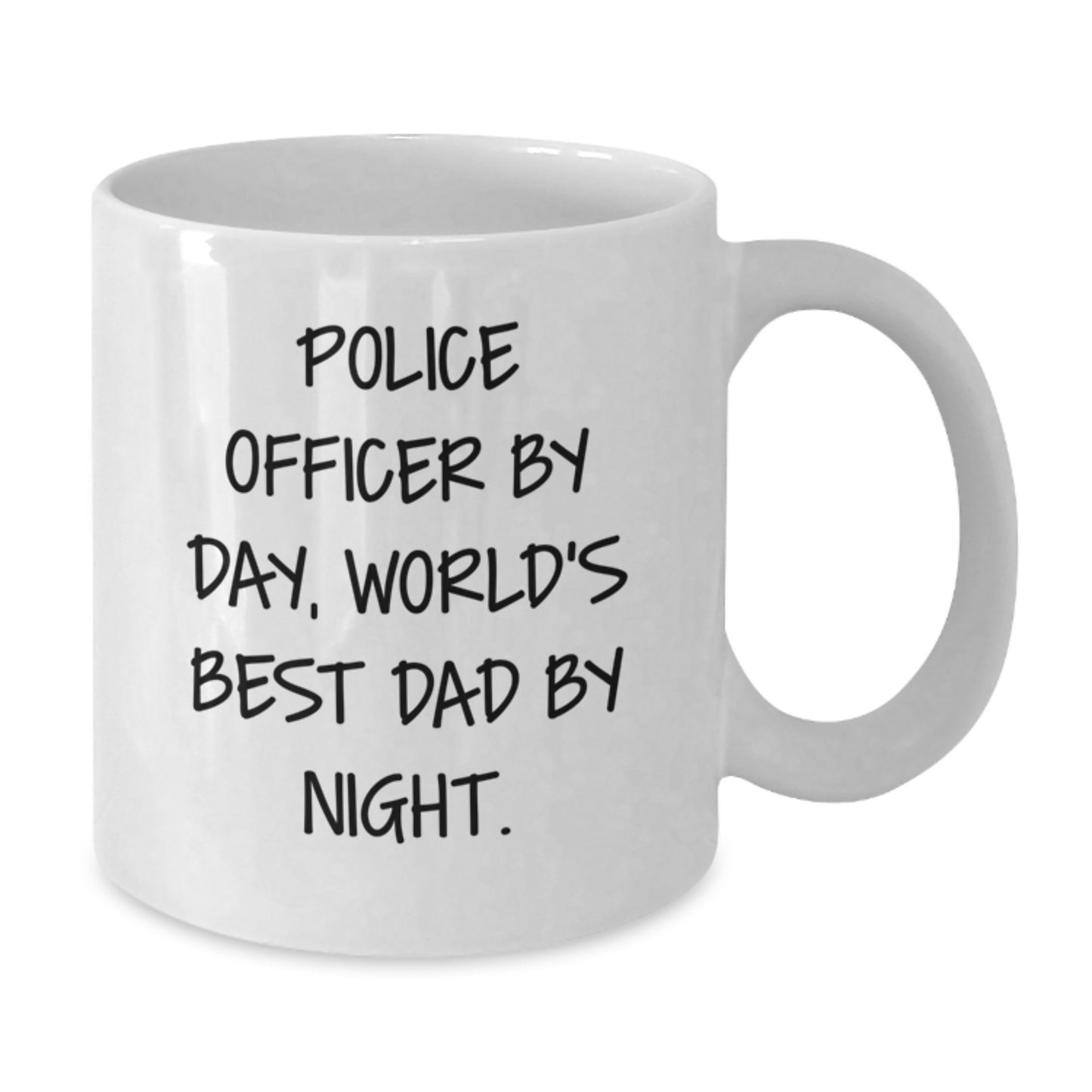 Police Officer Gifts Funny Quote White Coffee Mug, Gifts from Mom to Police Officer, Unique Graduation Gift for Police Officer, World's Best Dad By Night - Additional