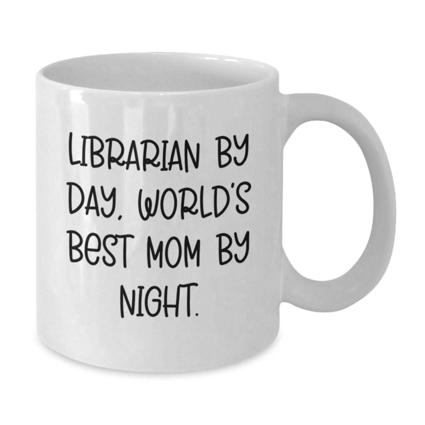Librarian Gifts from Friends and Family - Funny White Coffee Mug, 'Librarian by Day, World's Best Mom by Night' - Birthday Unique Gift for Librarian - Additional