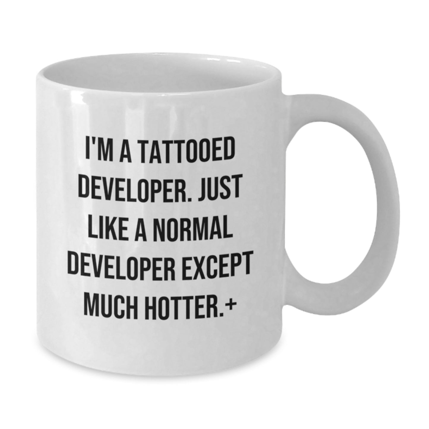 Funny Developer White Coffee Mug Gifts from Friends to Friends - 'I'm A Tattooed Developer' Christmas Unique - Additional