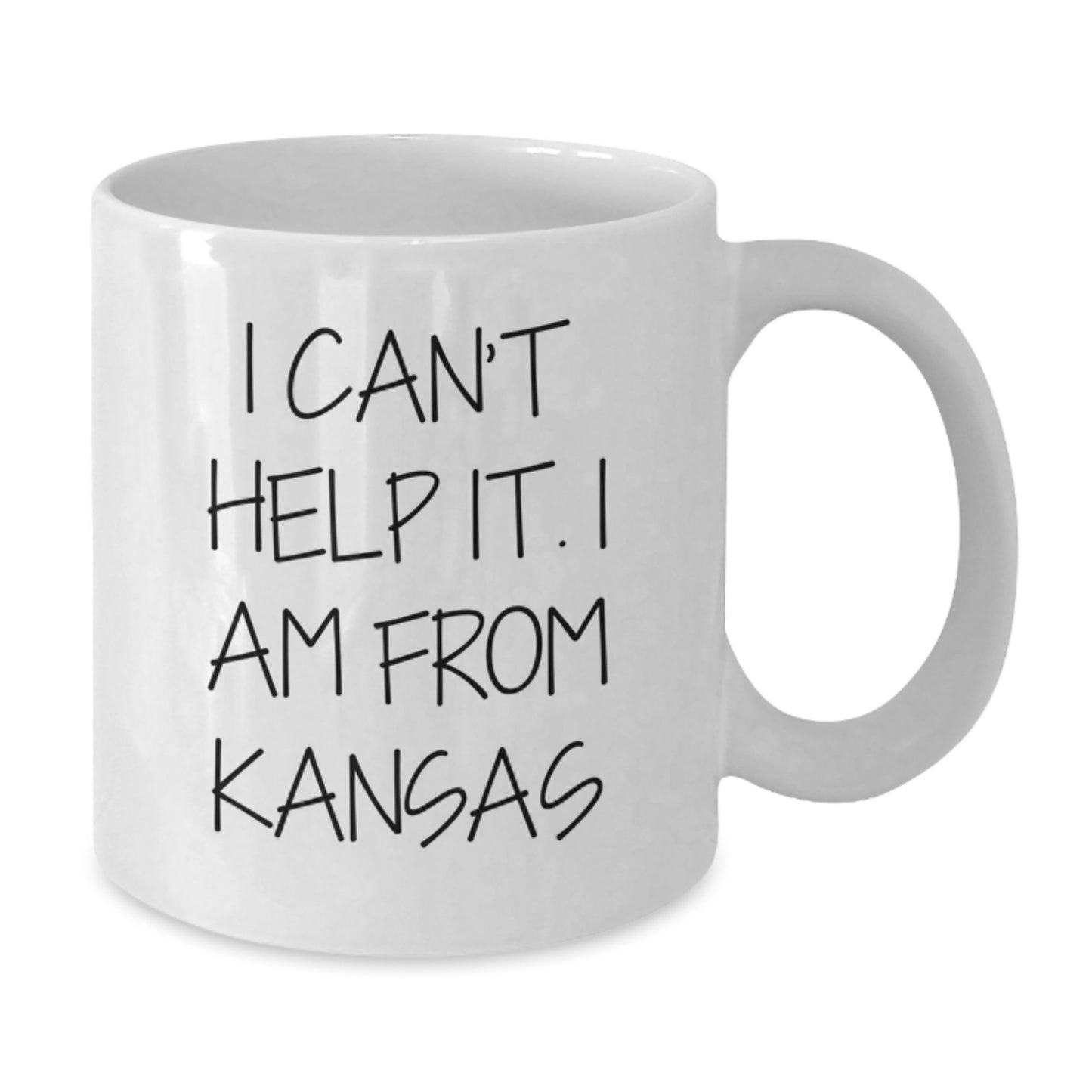 Funny Kansas Gifts from Friends and Family - White Coffee Mug 'I Can't Help It. I Am From Kansas' for Kansas Graduation - Unique Gifts for Men Women Friends Coworkers - Additional