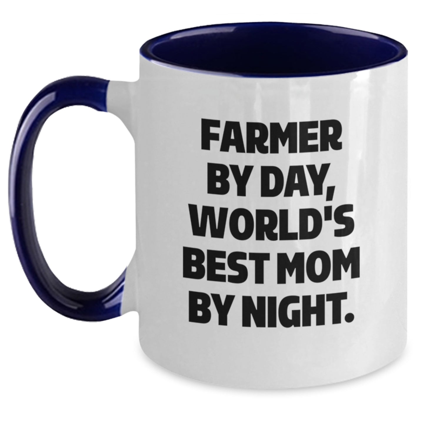 Farm Fresh Gifts from Friends and Family - 'Farmer By Day, World's Best Mom By Night.' Two Tone Coffee Mug for Birthday - Main