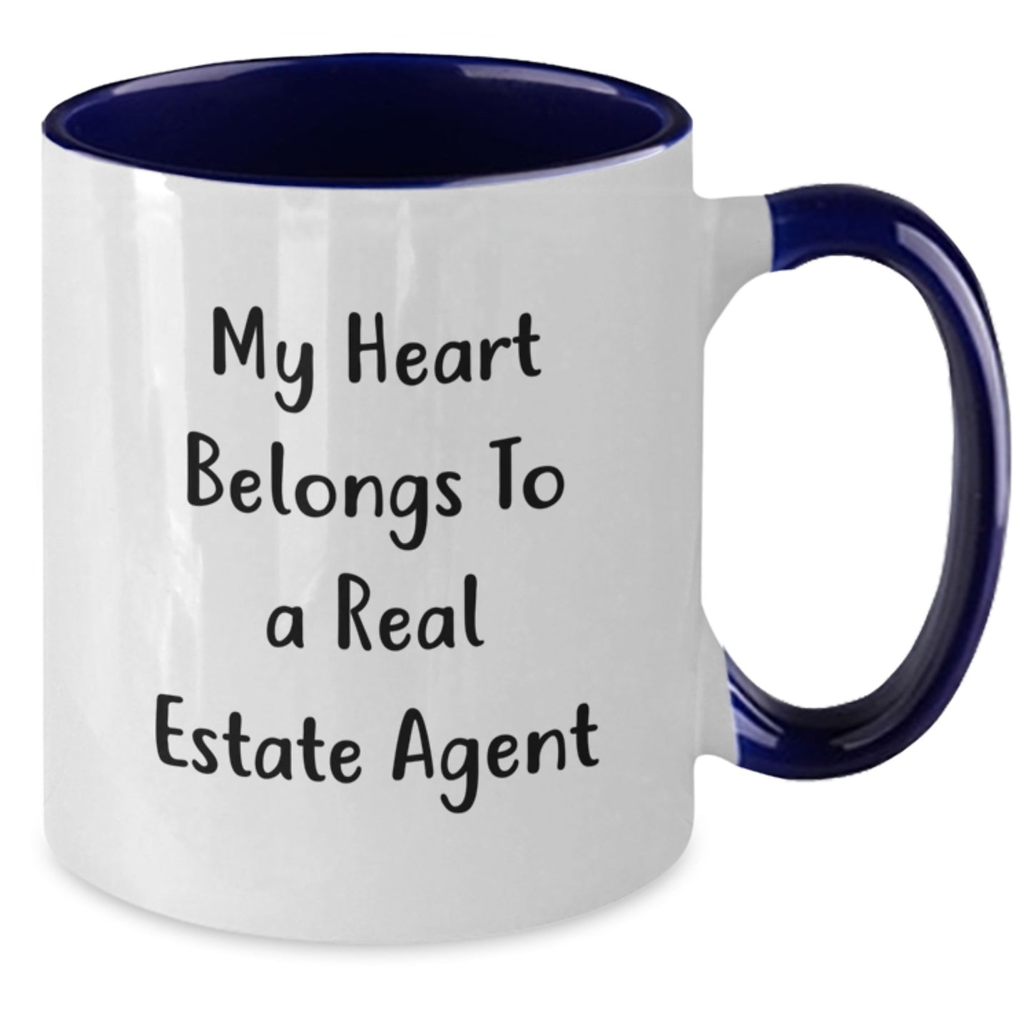 Funny Real Estate Agent Gifts for Him or Her, My Heart Belongs To A Real Estate Agent Two Tone Coffee Mug Christmas Unique Gifts from Men to Women - Additional