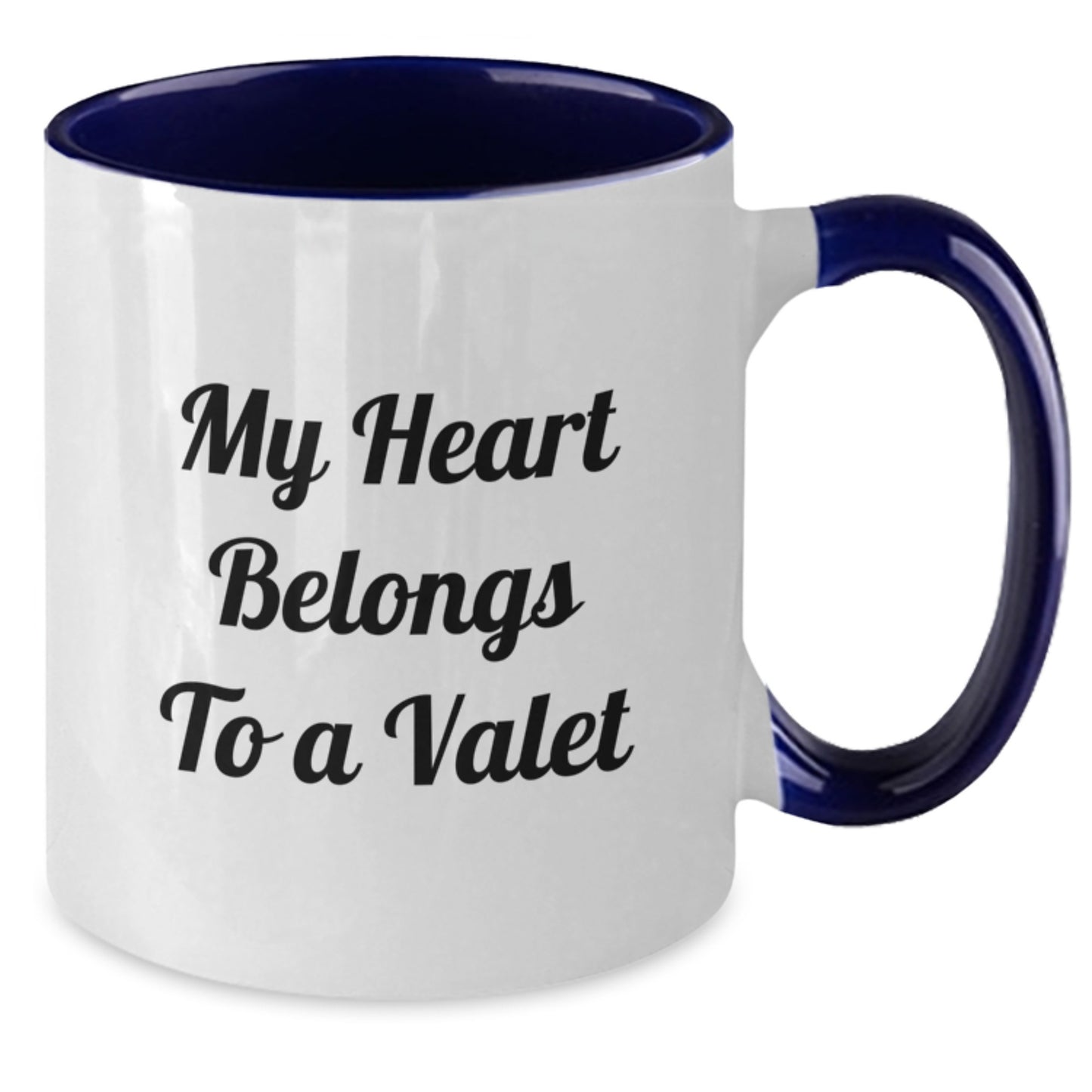 Cute Valet Gifts from Friends for Men Valet Two Tone Coffee Mugs - My Heart Belongs To A Valet, Funny Quote, Christmas Unique Presents - Additional