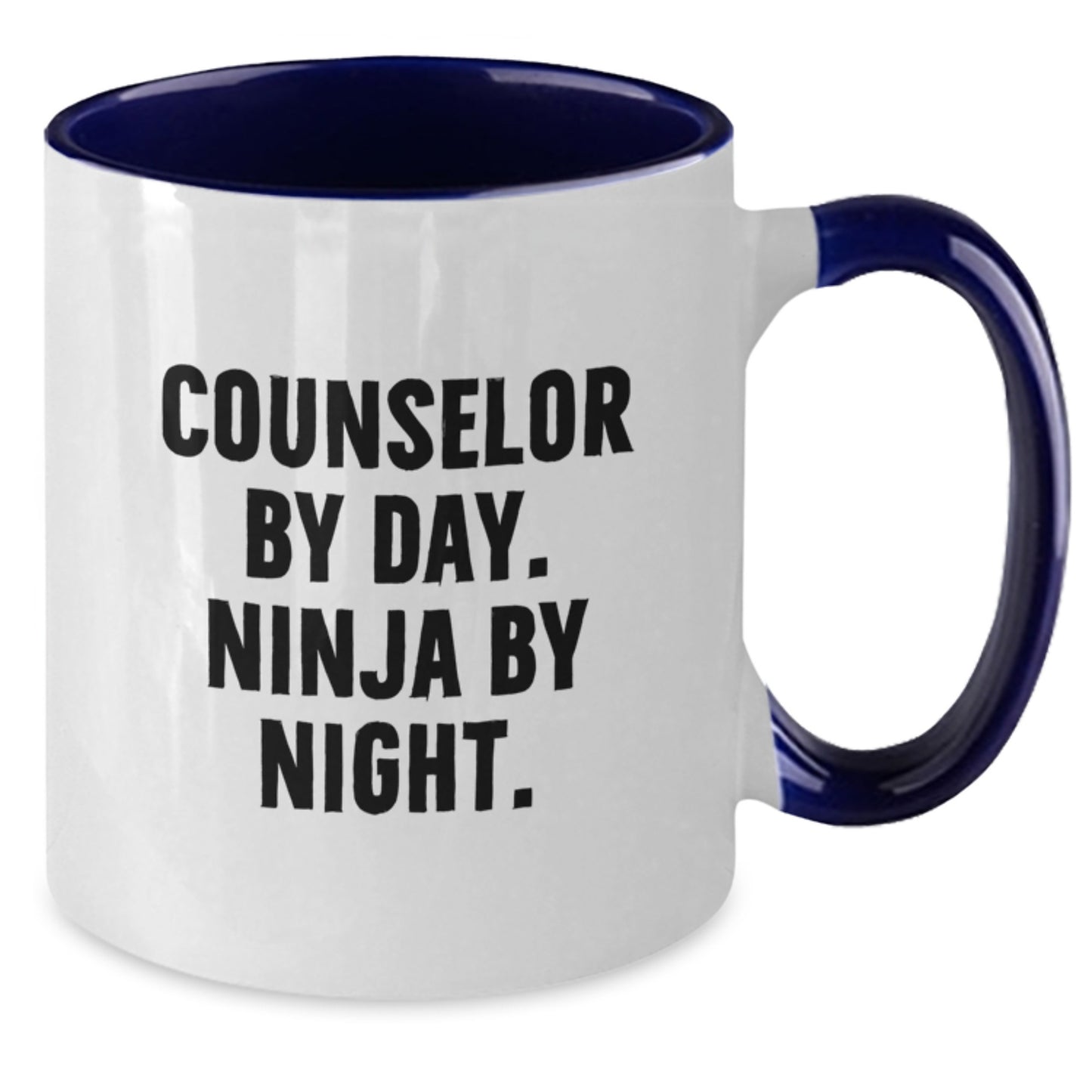 Counselor Gifts from Friends - Two Tone Coffee Mug - 'Counselor By Day. Ninja By Night.' Funny Birthday Mug - Additional