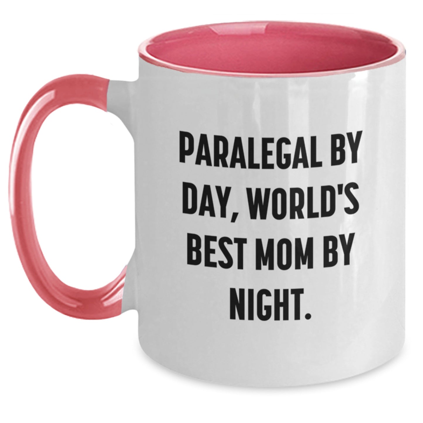 Funny Paralegal Gifts - Paralegal By Day, World's Best Mom By Night. Two Tone Coffee Mug for Birthday - Main