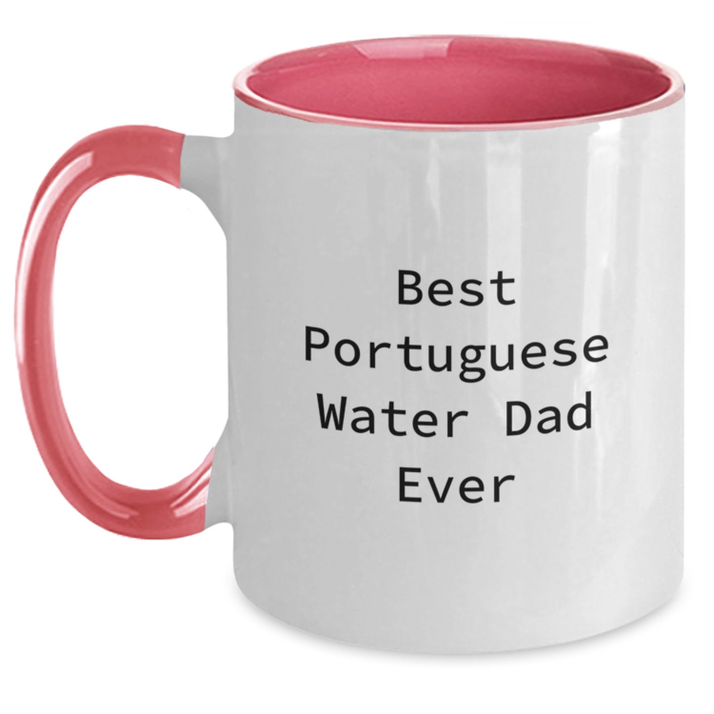 Funny Portuguese Water Dog Gifts from Men for Graduation Unique Mugs, Best Portuguese Water Dad Ever Quote on Two Tone Coffee Mugs, Portuguese Water Dog Lovers Gifts - Main