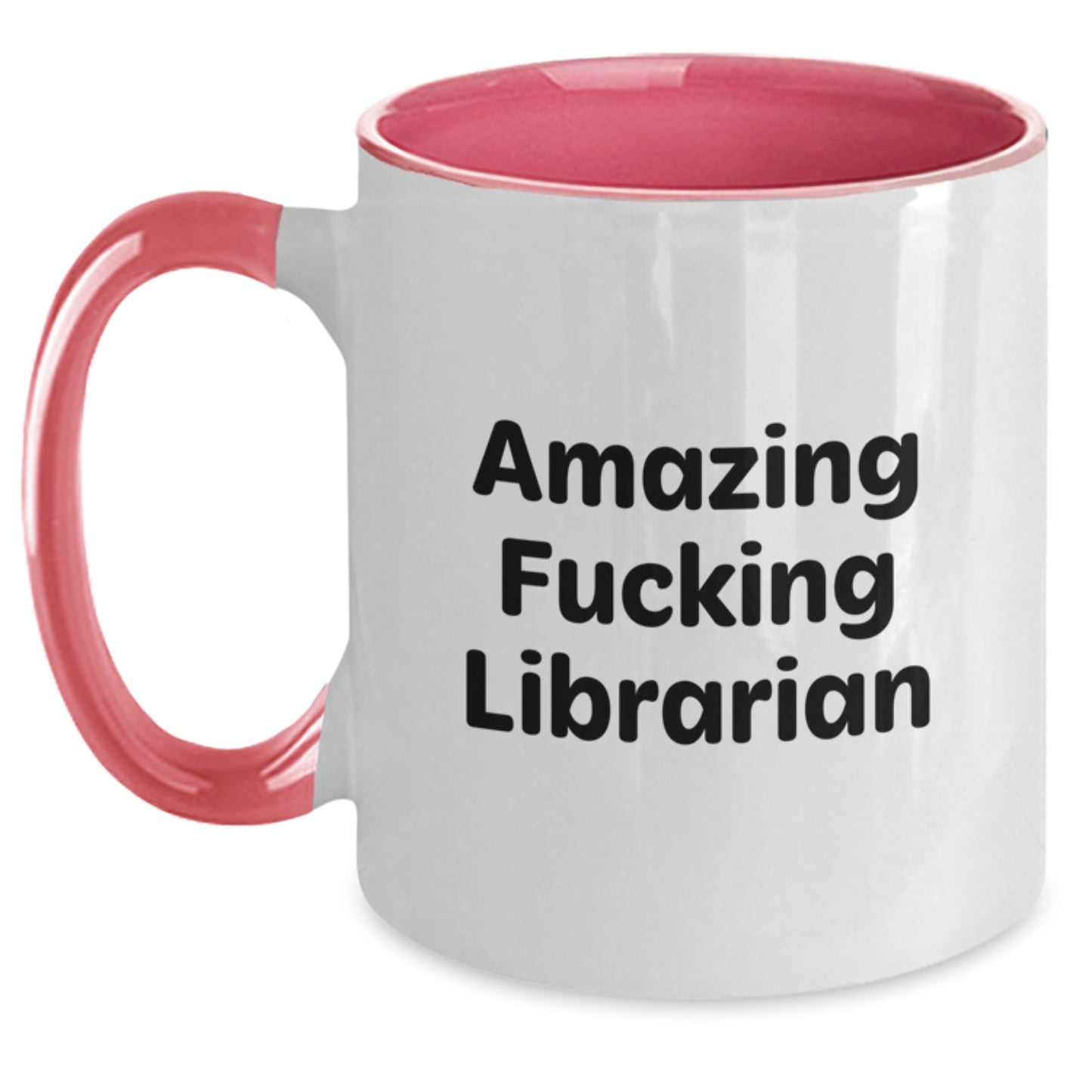 Funny Librarian Gifts from Friends for Librarian - Two Tone Coffee Mug with 'Amazing F--king Librarian' Quote, Librarian Unique Gifts for Christmas - Main