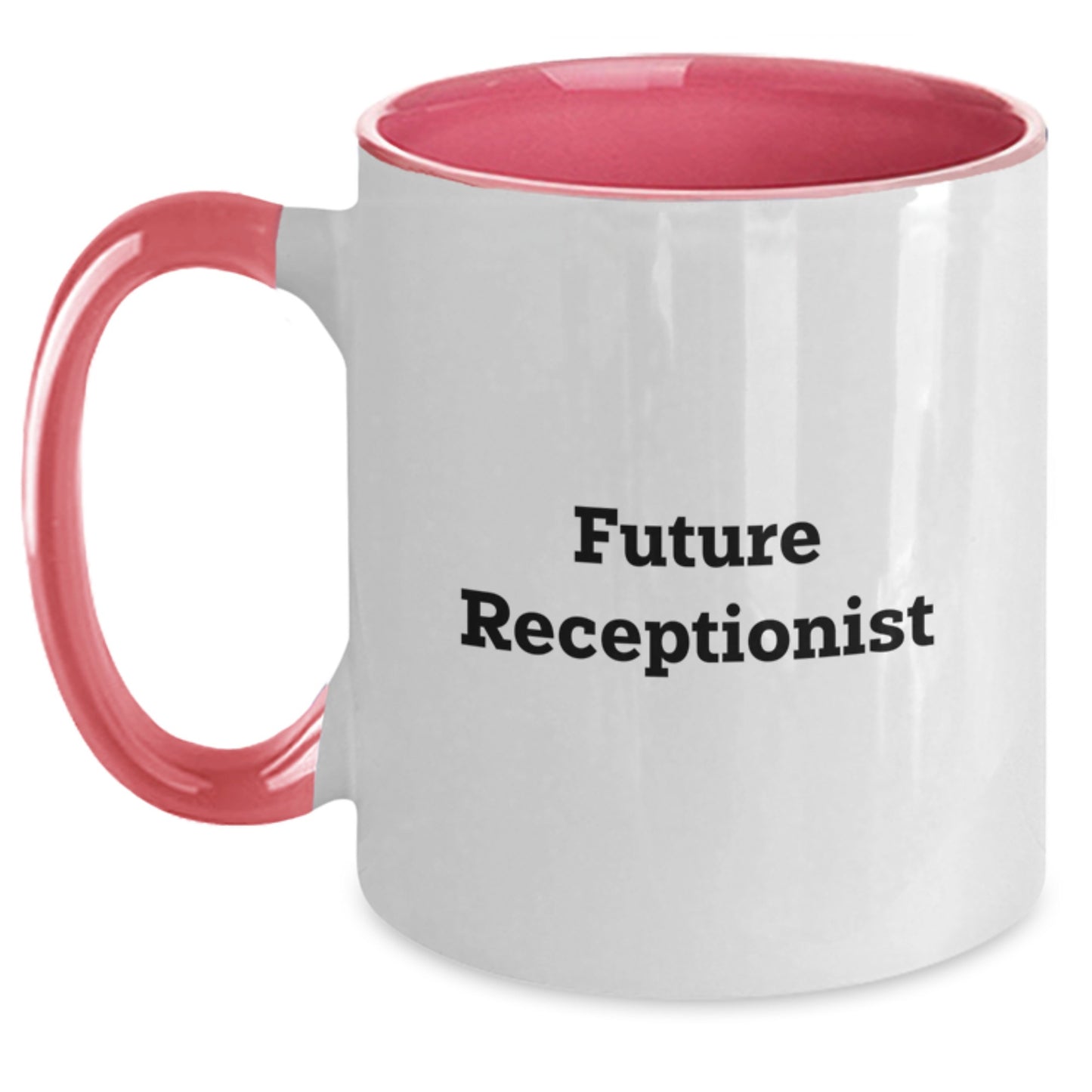 Funny Future Receptionist Gifts from Friends, Coworkers or Family - Inspirational Two Tone Coffee Mug for Graduation, 11oz Ceramic, Microwave and Dishwasher Safe - 'Future Receptionist' - Main