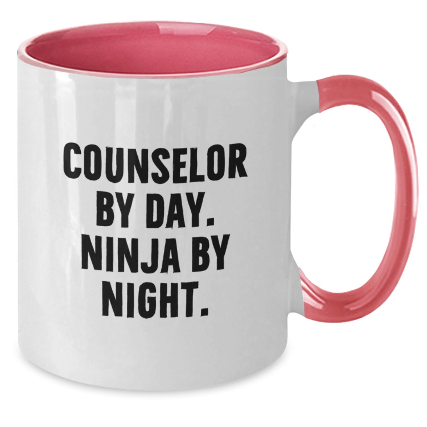 Counselor Gifts from Friends - Two Tone Coffee Mug - 'Counselor By Day. Ninja By Night.' Funny Birthday Mug - Additional