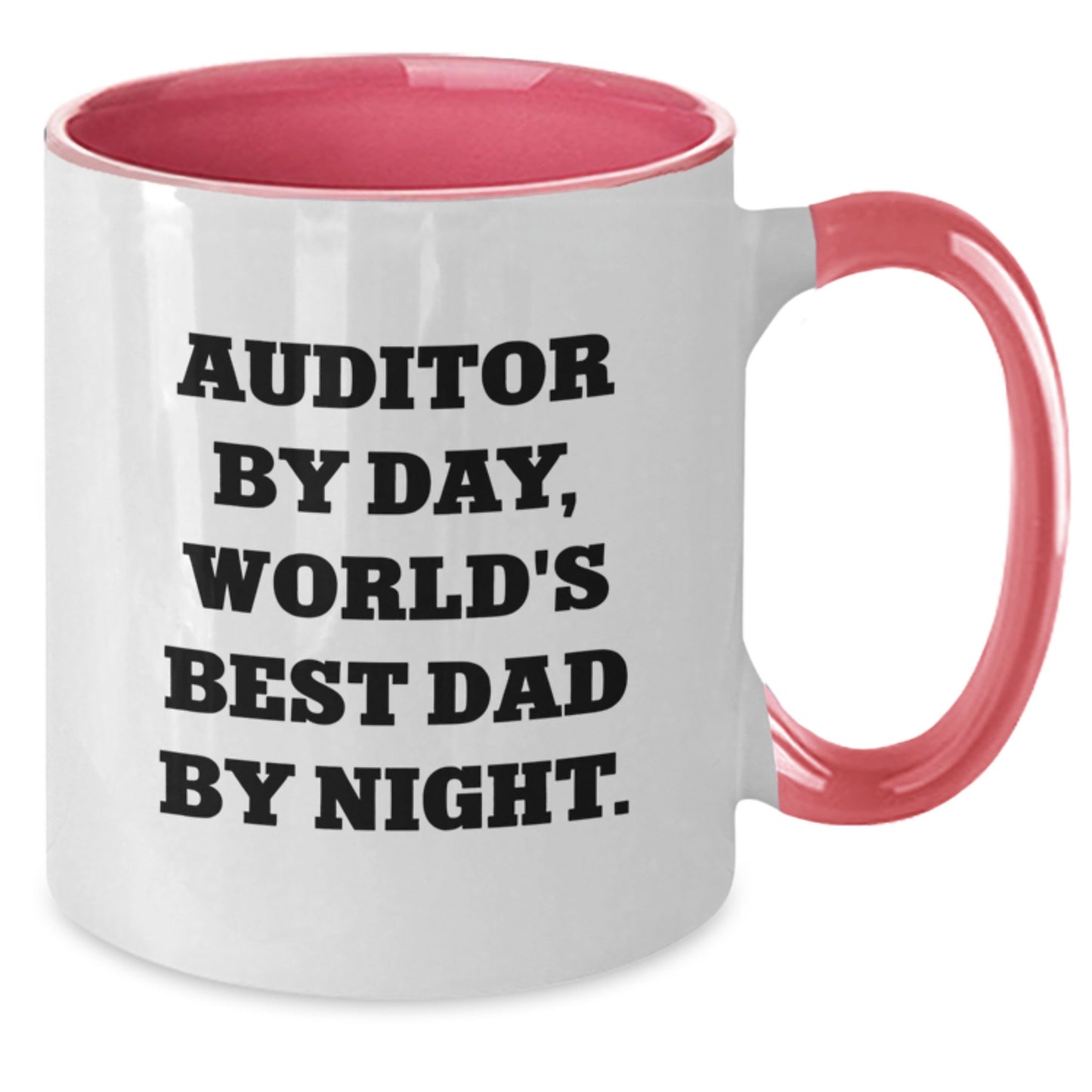 Funny Auditor Gifts: Auditor By Day, World's Best Dad By Night. Two Tone Coffee Mug for Birthday - Additional