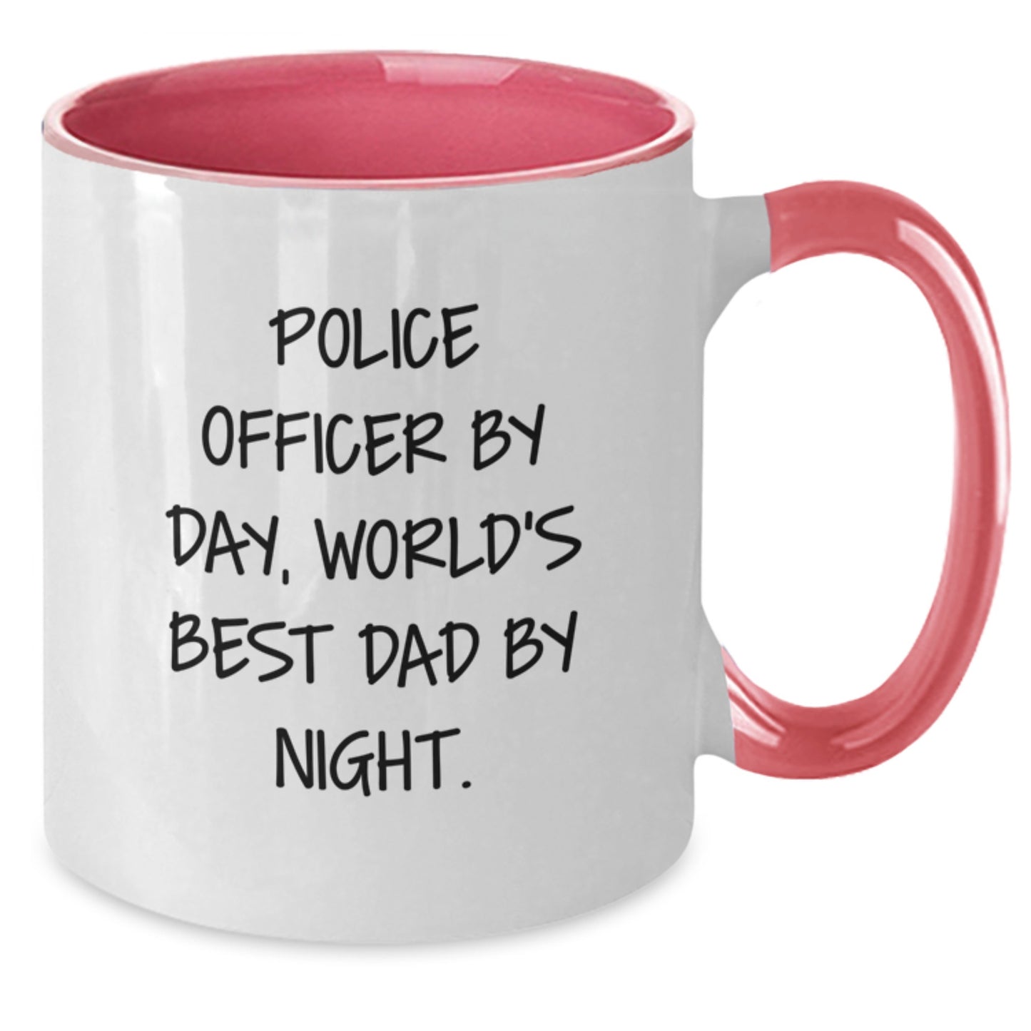 Police Officer By Day, World's Best Dad By Night. Funny Two Tone Coffee Mug Gifts for Police Officer Graduation, Gifts from Men, Gifts for Police Officer - Additional