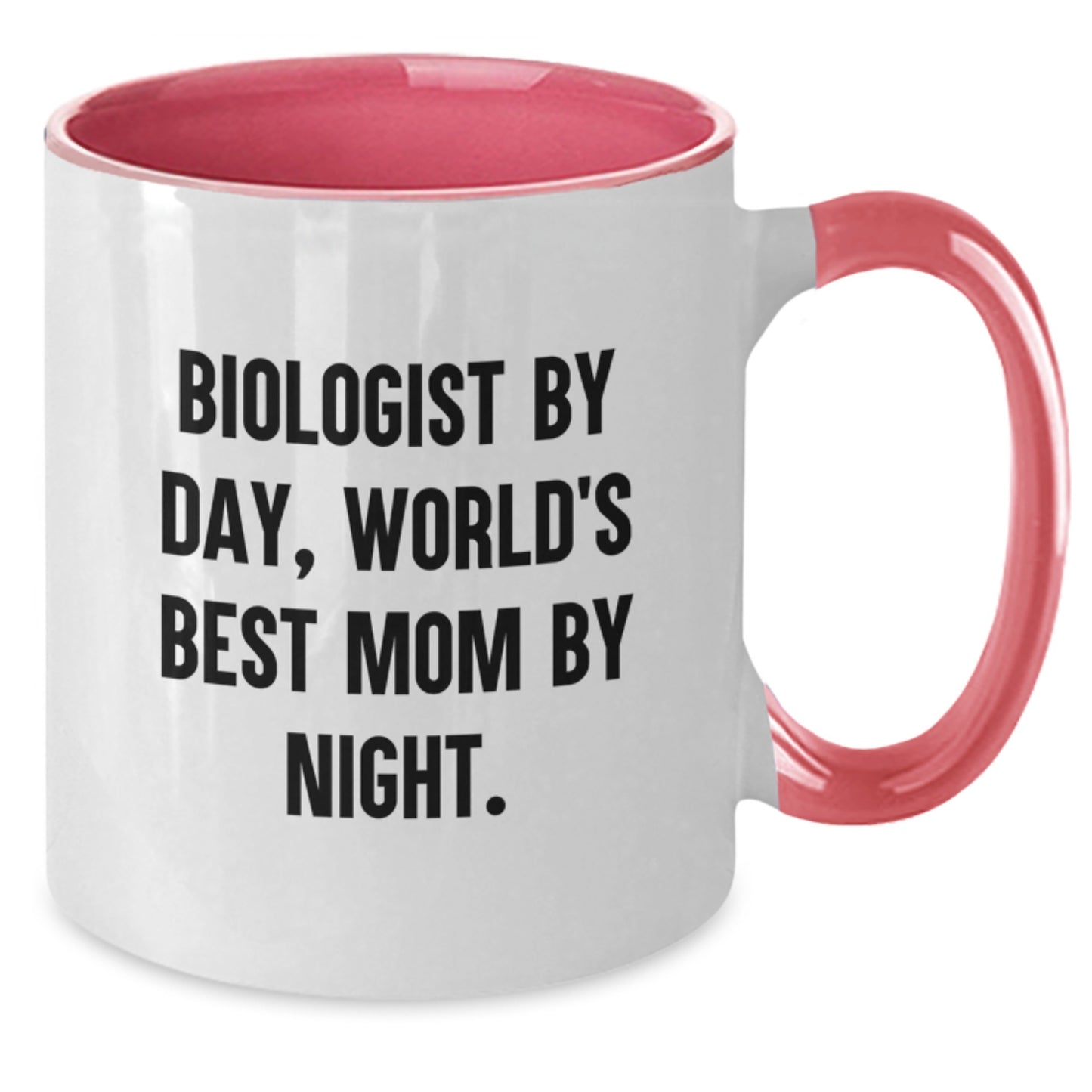Funny Biologist Gifts - Biologist By Day, World's Best Mom By Night. Two Tone Coffee Mug - Gifts from Mom to Biologist for Birthday - Additional