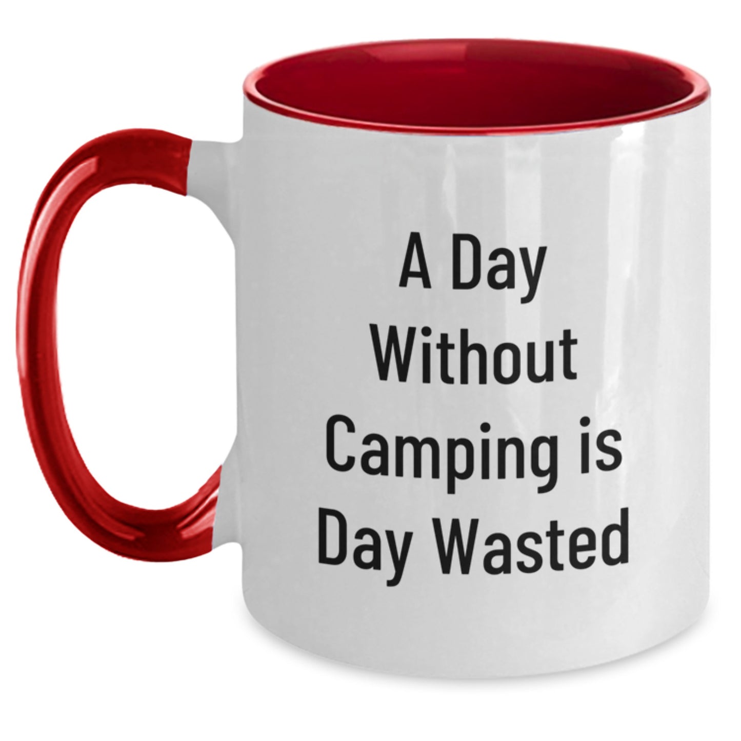 Camping Fun Gifts from Friends for Outdoor Enthusiasts - A Day Without Camping Is Day Wasted, Funny Two Tone Coffee Mug, Birthday Unique Gifts - Main