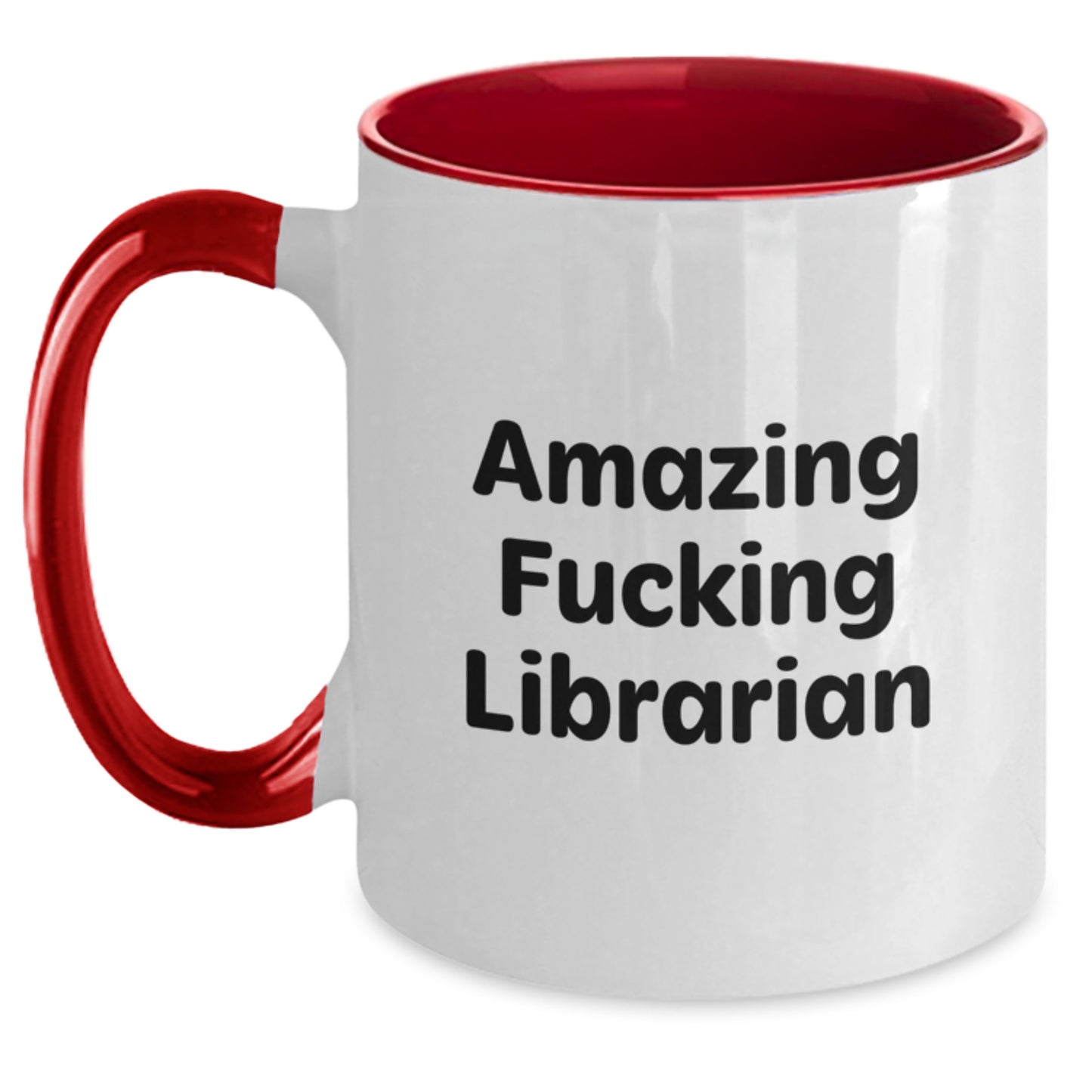 Funny Librarian Gifts from Friends for Librarian - Two Tone Coffee Mug with 'Amazing F--king Librarian' Quote, Librarian Unique Gifts for Christmas - Main