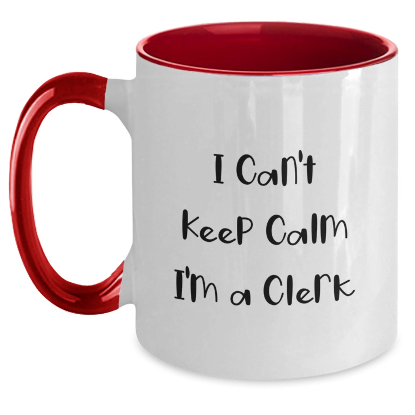 Funny Gifts for Clerks, Clerk Coffee Mug Gifts from Friends for Men who say 'I Cant Keep Calm I'm A Clerk', Two Tone Christmas Mug - Main