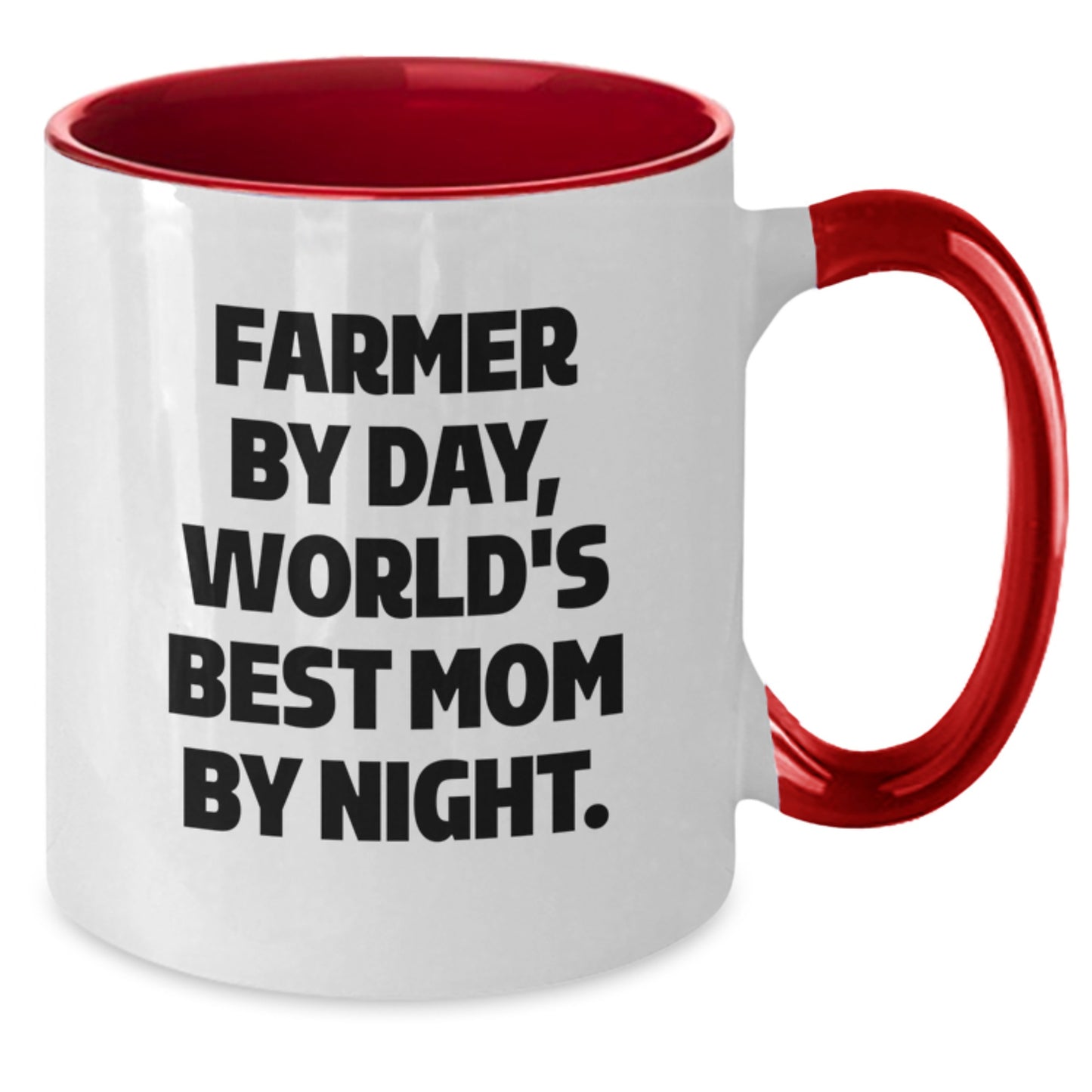 Farm Fresh Gifts from Friends and Family - 'Farmer By Day, World's Best Mom By Night.' Two Tone Coffee Mug for Birthday - Additional