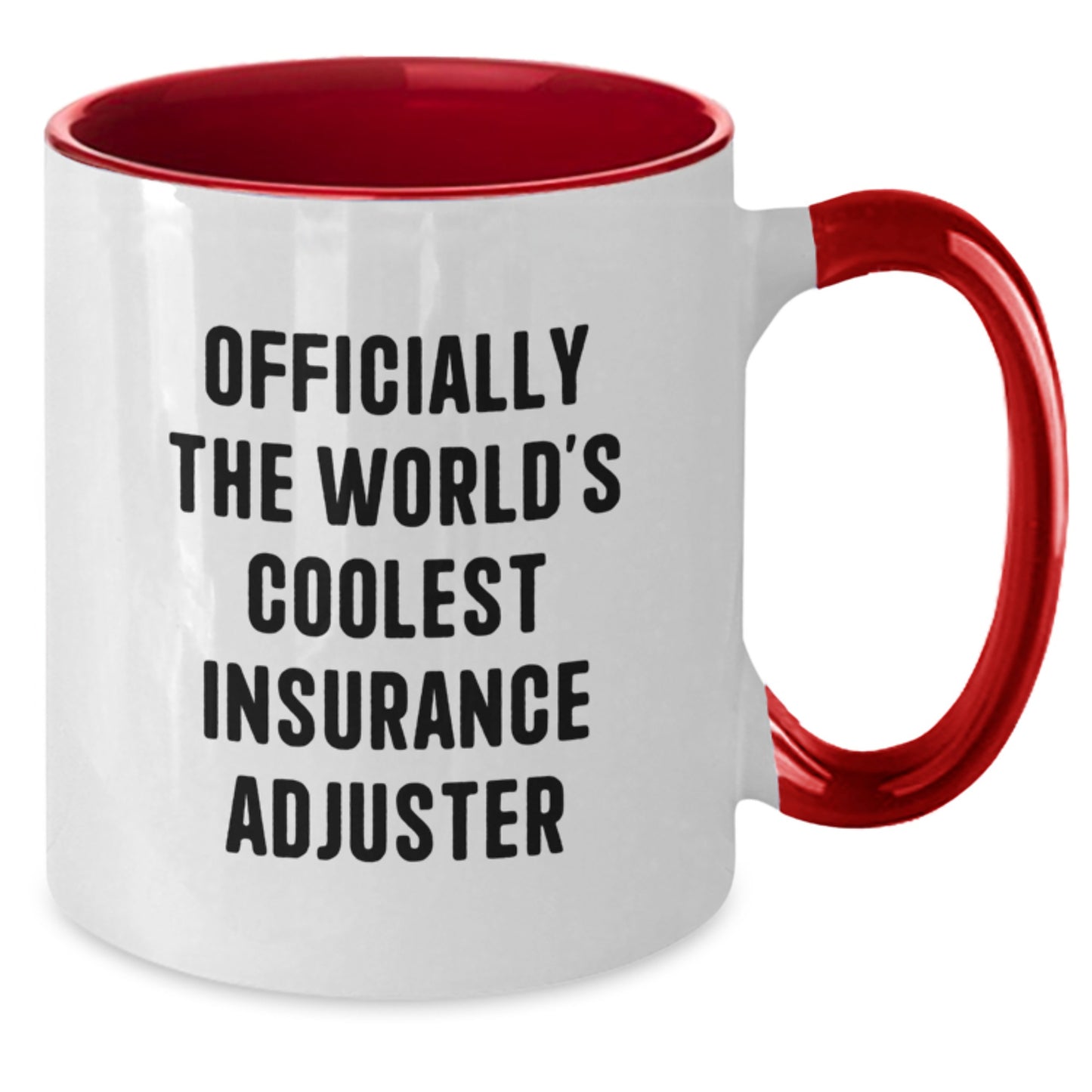 Funny Gifts from Friends and Family to Insurance Adjuster - 'Officially The World's Coolest Insurance Adjuster' Two Tone Christmas Unique Mugs - Additional