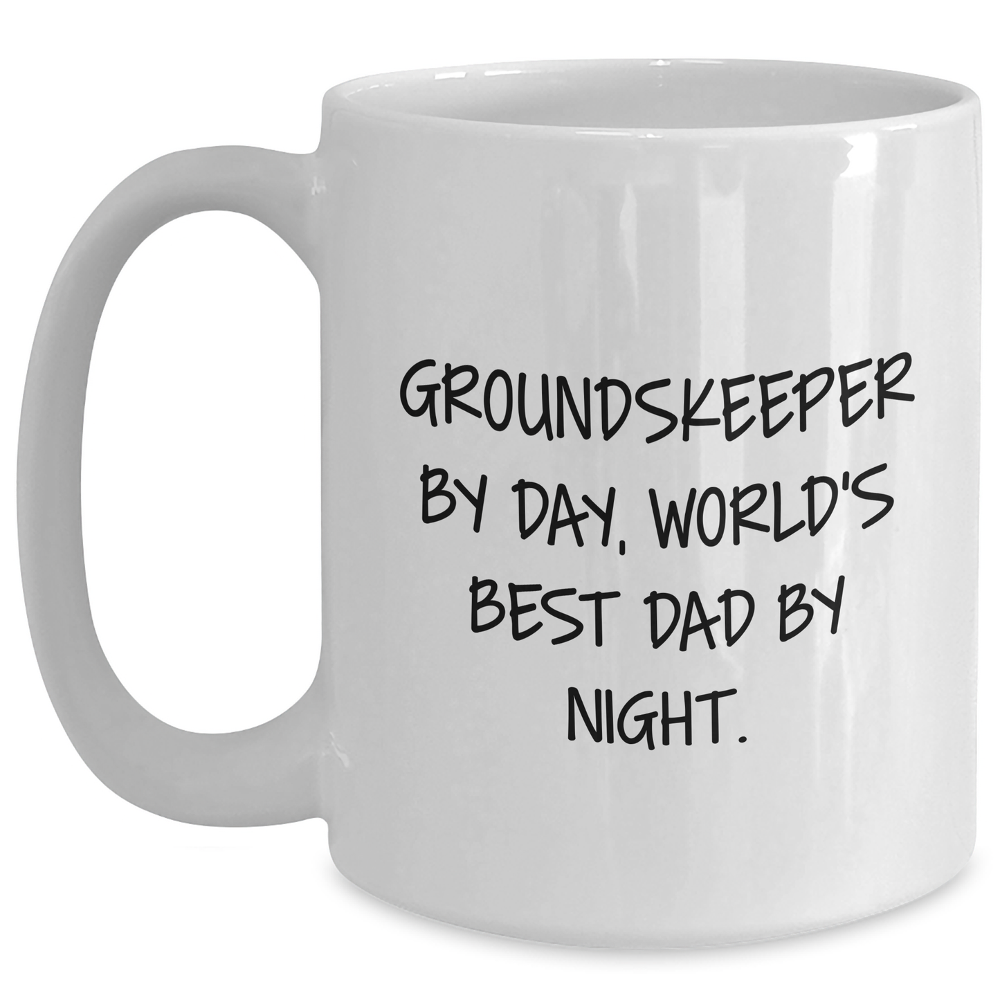 Funny groundskeeper Gifts - 'groundskeeper By Day, World's Best Dad By Night.' - White Coffee Mug for Graduation, Gifts from Family to groundskeeper - Main