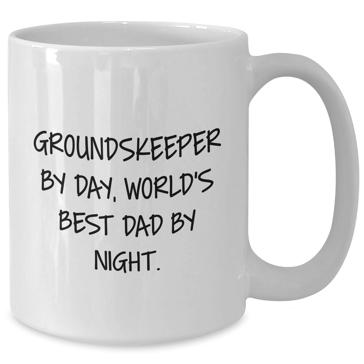 Funny groundskeeper Gifts - 'groundskeeper By Day, World's Best Dad By Night.' - White Coffee Mug for Graduation, Gifts from Family to groundskeeper - Additional