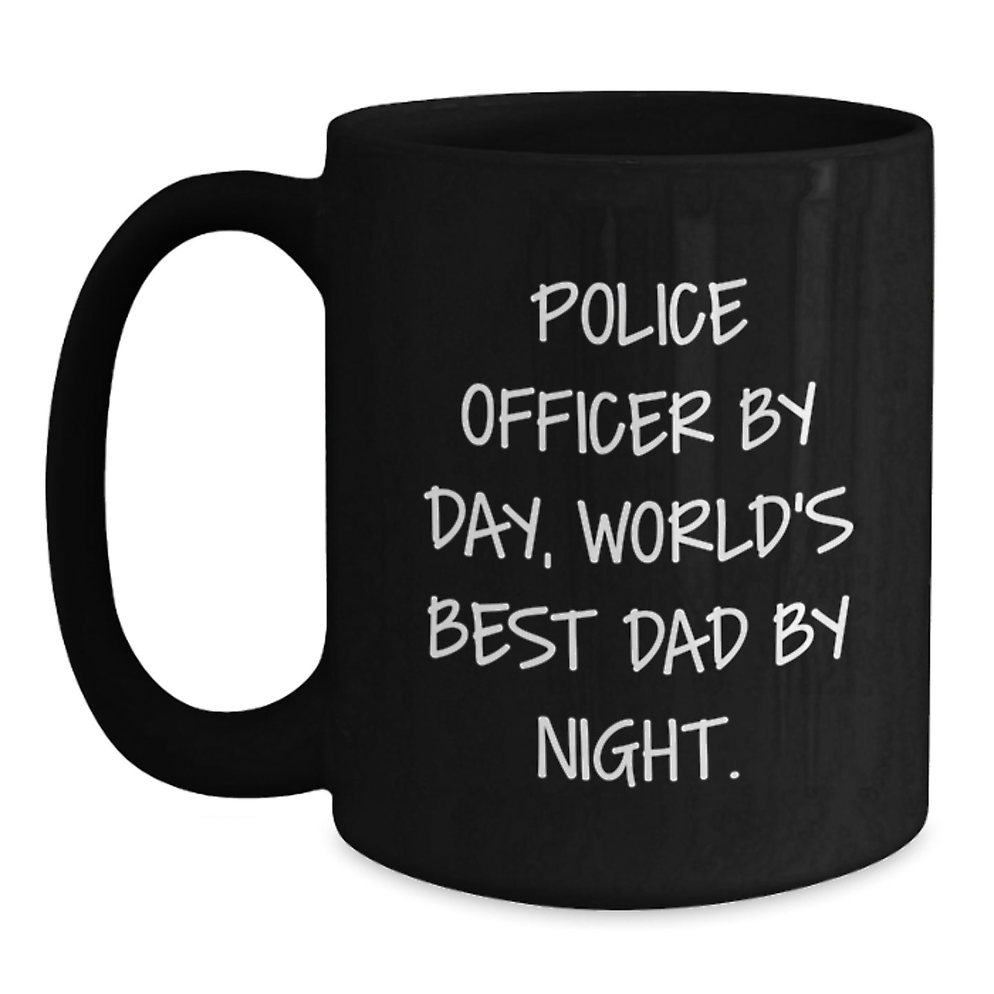 Police Officer Gifts, Funny Coffee Mugs for Men, Graduation Unique Gifts from Family, Friends, or Coworkers, 'Police Officer By Day, World's Best Dad By Night.' Quote - Main