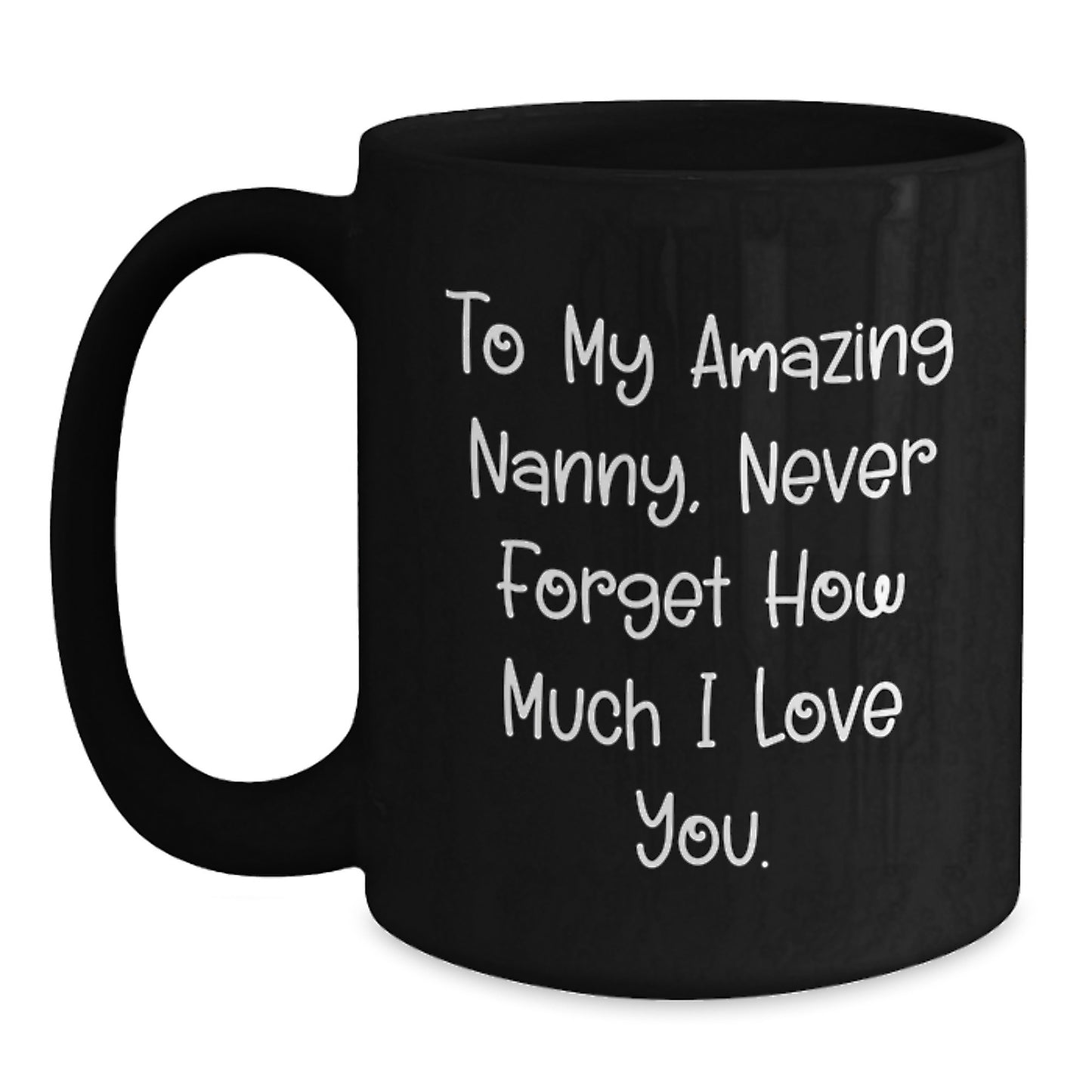 Funny Gifts from Men to My Amazing Nanny, Never Forget How Much I Love You - Christmas Unique Gifts for Nanny - Black Coffee Mug - Main
