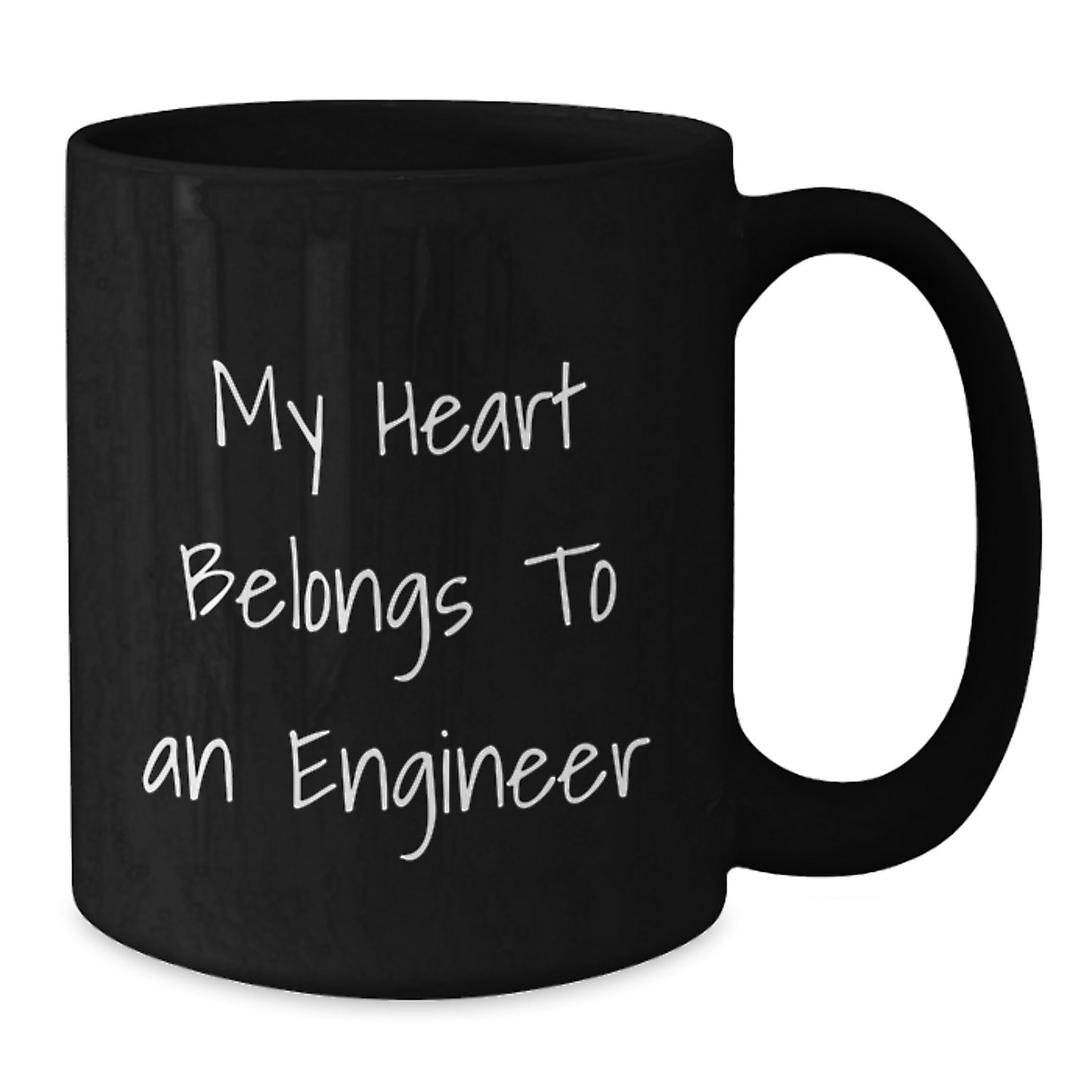 Funny Engineer Gifts from Friends and Family - My Heart Belongs To An Engineer Black Coffee Mug for Engineer Birthday Unique Gifts - Additional