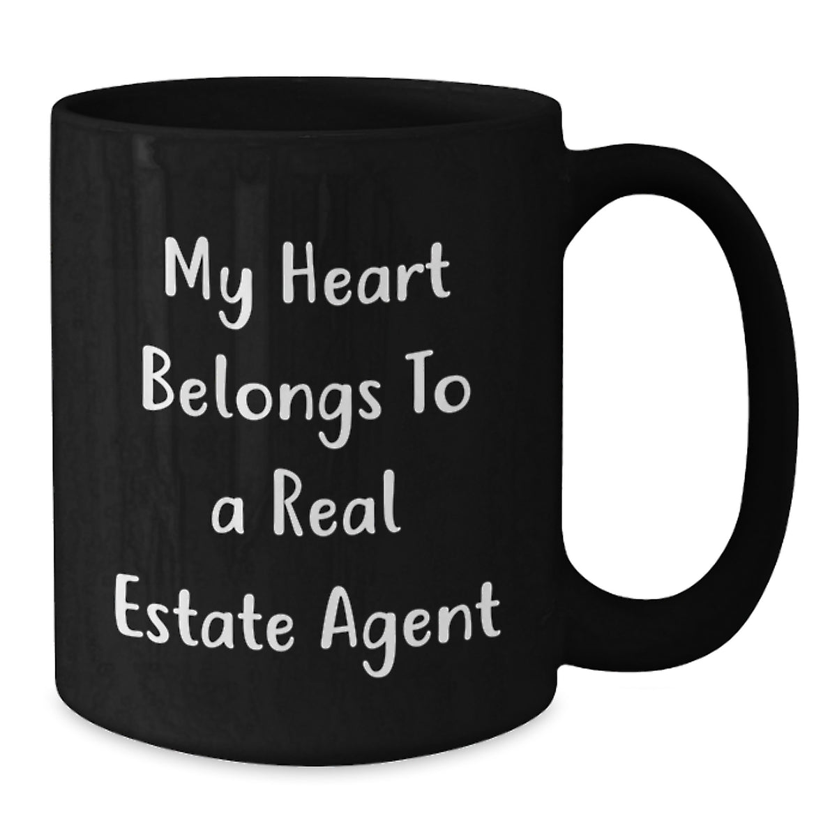 Funny Real Estate Agent Christmas Unique Gifts from Friends and Family - My Heart Belongs To A Real Estate Agent Black Coffee Mug, Gifts for Real Estate Agent - Additional