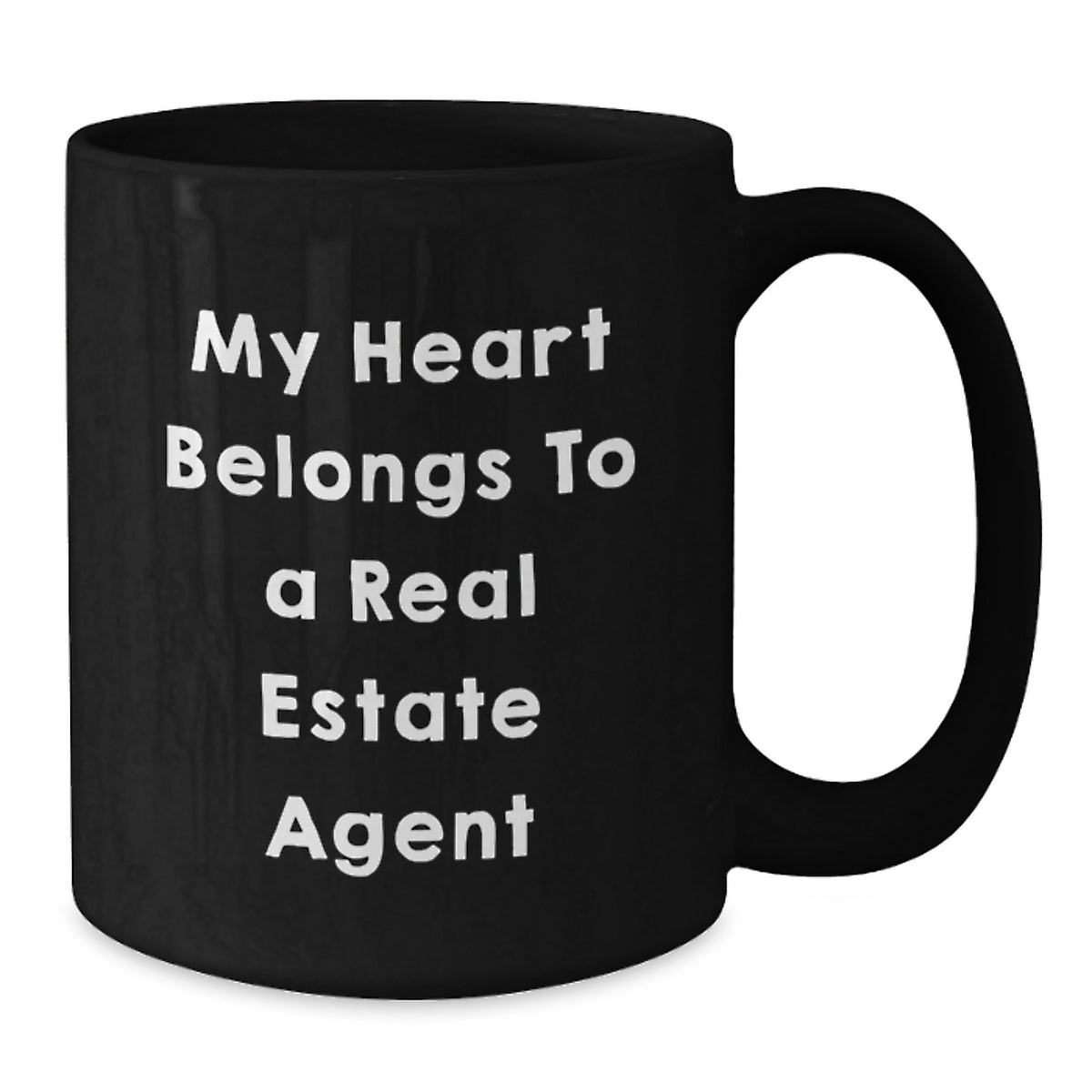 Funny Real Estate Agent Gifts, Gifts from Family for Men, Women, or Friends - 'My Heart Belongs To A Real Estate Agent' Black Coffee Mug - Additional