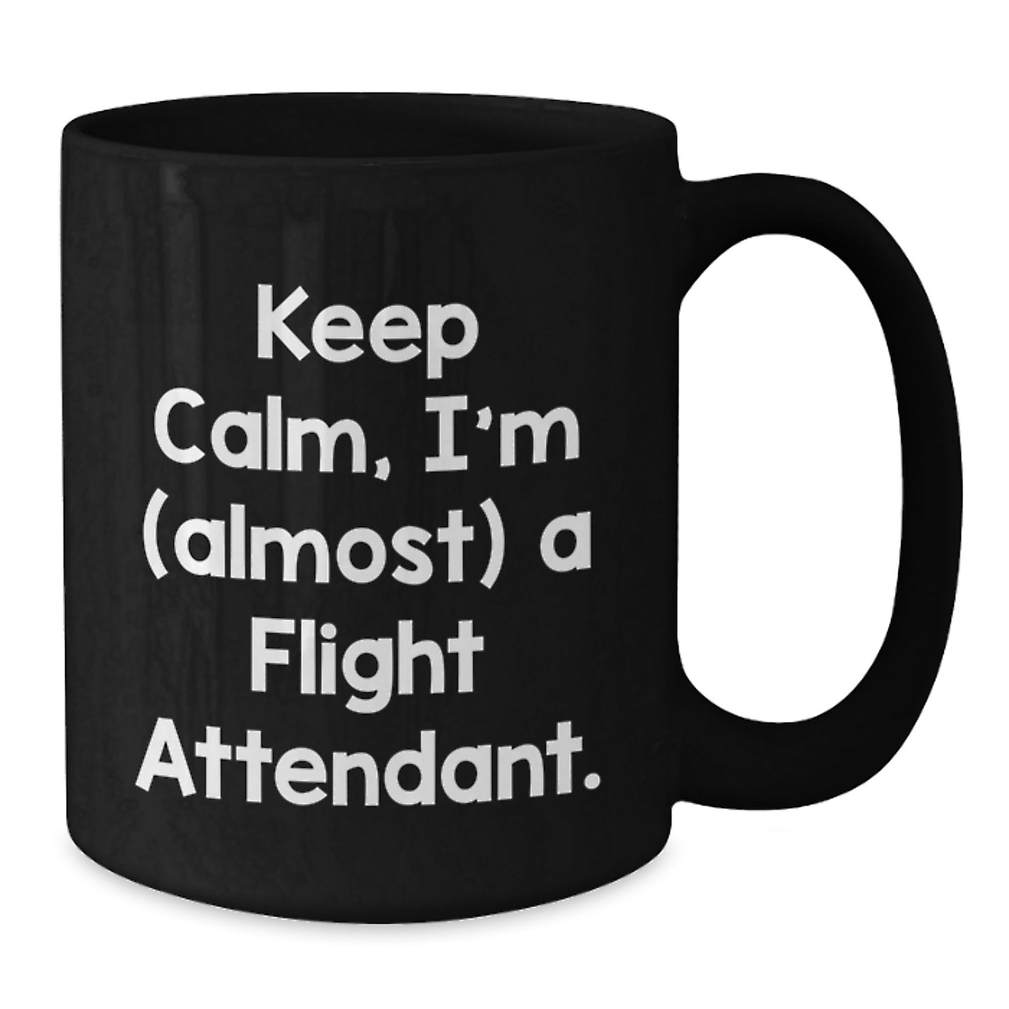 Funny Flight Attendant Gifts from Family, Unique Black Coffee Mugs for Flight Attendant Friends, Keep Calm Almost a Pilot Mug - Additional