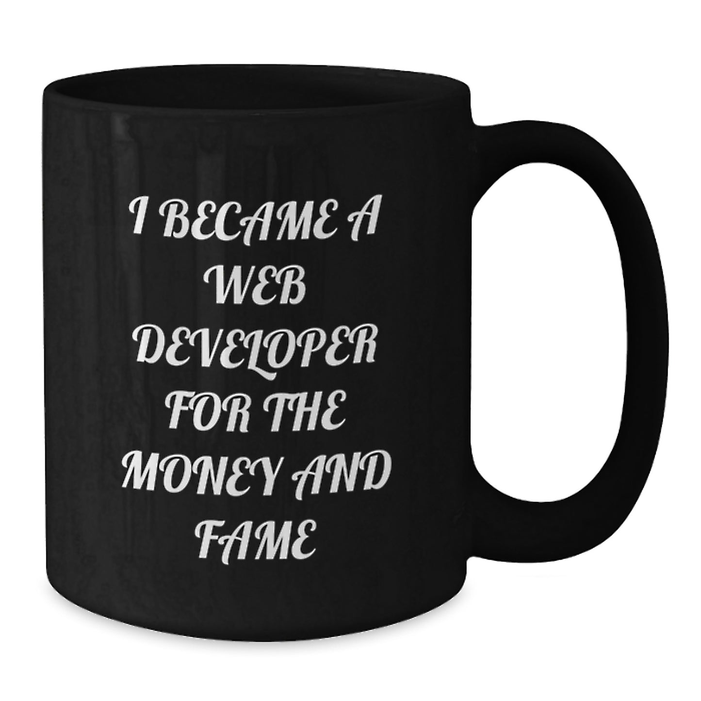 Web Developer Gifts from Friends, Funny 'I Became A Web Developer For The Money And Fame' Black Coffee Mug, Unique Christmas Unique Gifts for Web Developers - Additional
