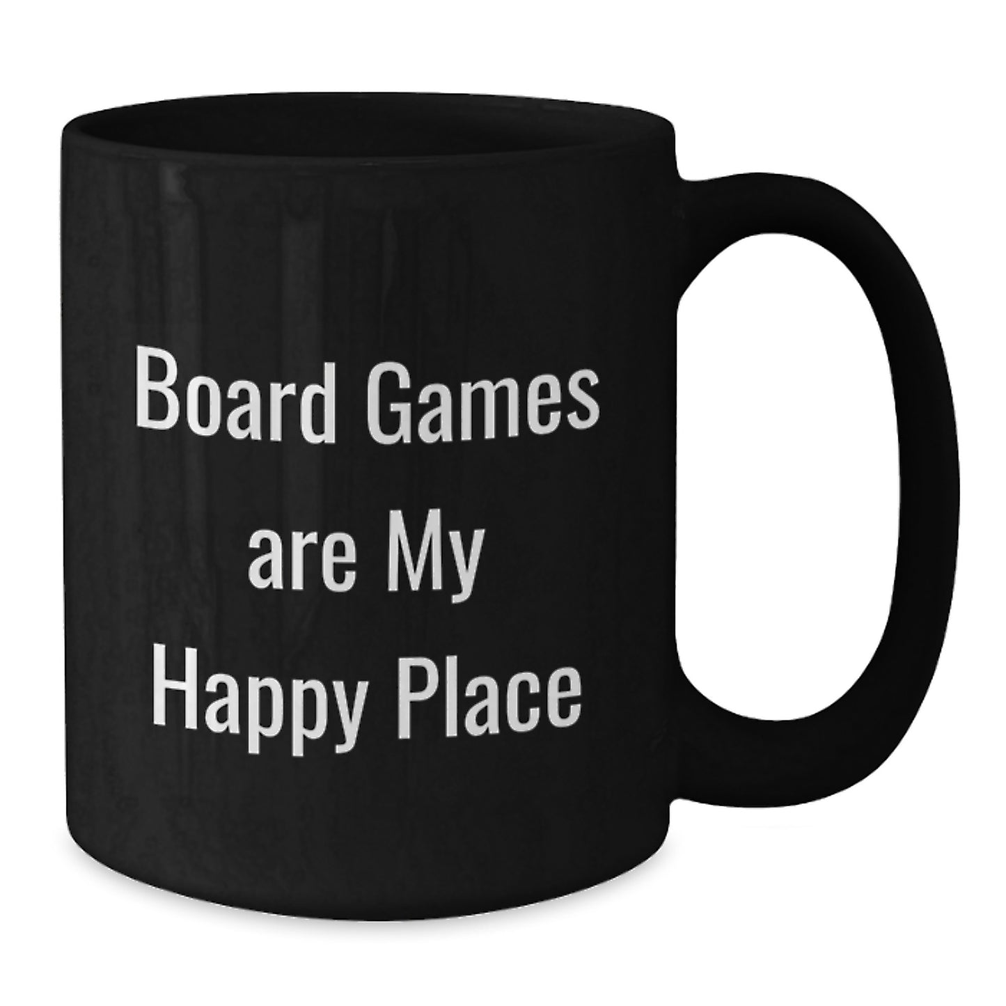Funny Board Games Enthusiast Black Coffee Mug, Gifts from Friends for Dad on Father's Day, 'Board Games Are My Happy Place' - Additional