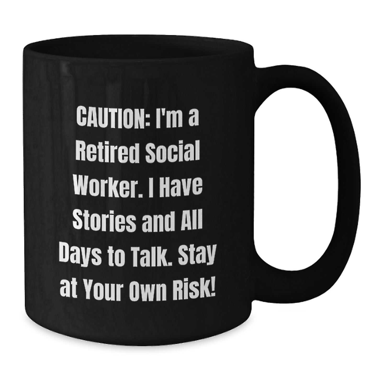 Funny Social Worker Gifts for Men - Black Coffee Mug with Retired Social Worker Sarcasm Humor, Perfect Birthday Unique Gifts from Friends - Additional