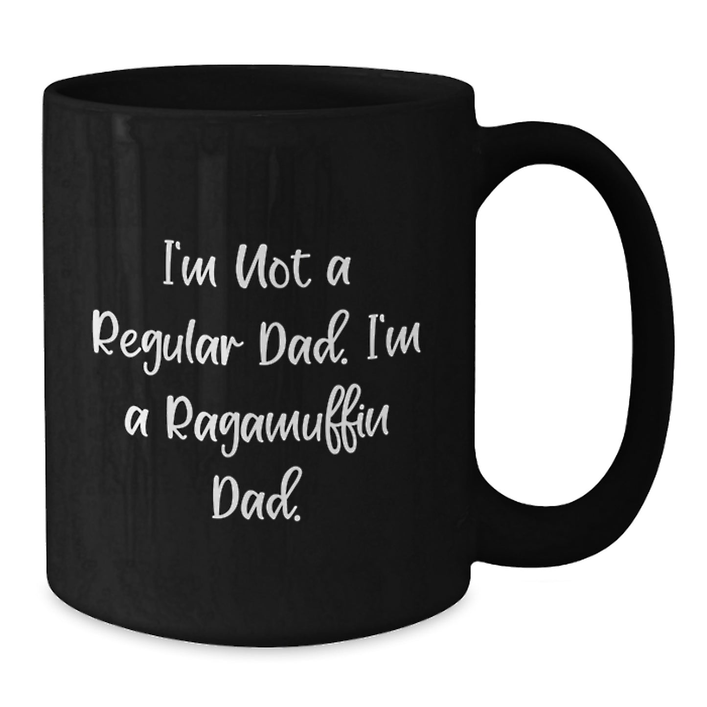 Funny Ragamuffin Cat Gifts for Dad, Black Coffee Mug, 'I'm Not A Regular Dad. I'm A Ragamuffin Dad.' Christmas Unique Mug from Husband to Wife - Additional