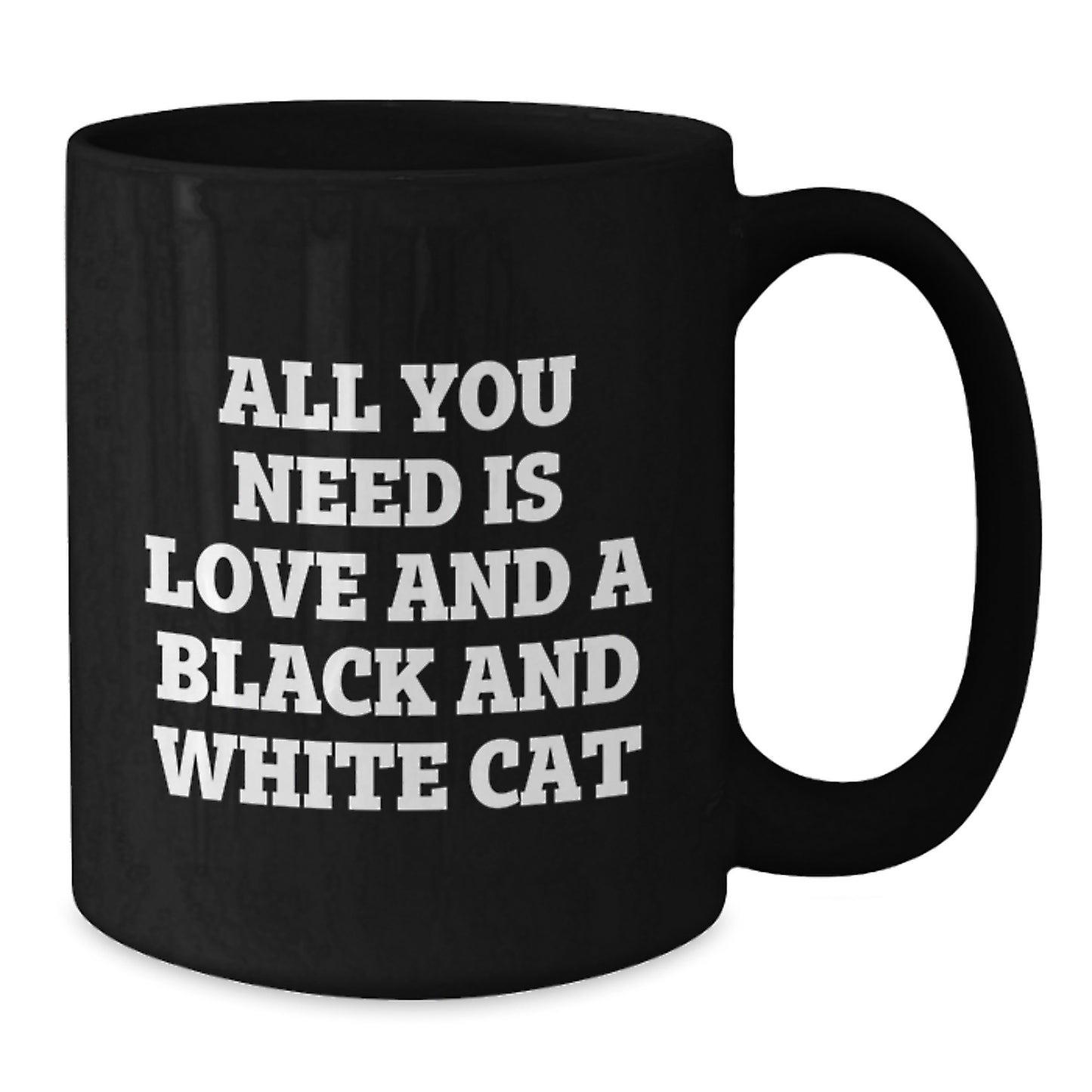 Funny Black and White Cat Gifts from Men to Friends - Christmas Unique Mugs with Love Quote, Black Coffee Mug for Cat Lovers - Additional