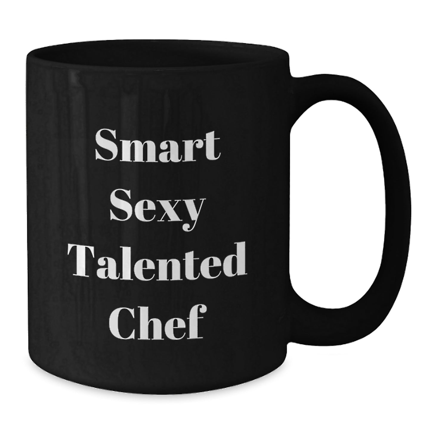 Funny Chef Gifts for Men, Black Coffee Mug with Quote 'Smart Sexy Talented Chef', Christmas Unique Presents from Family - Additional