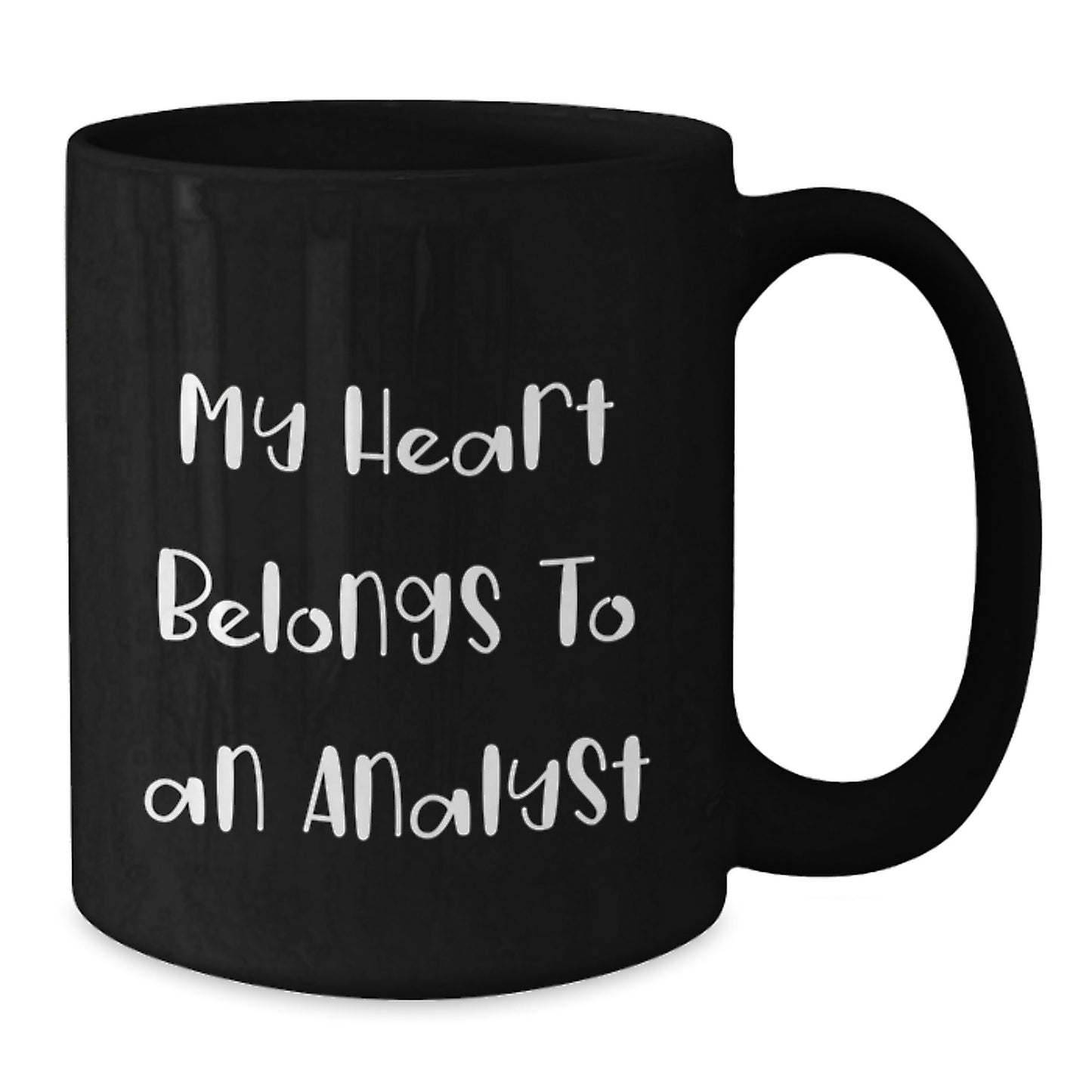 Funny Analyst Gifts for Men, Unique Black Coffee Mug with 'My Heart Belongs To An Analyst' Quote, Christmas Unique Gifts from Friend, Perfect for Analyst Lover - Additional