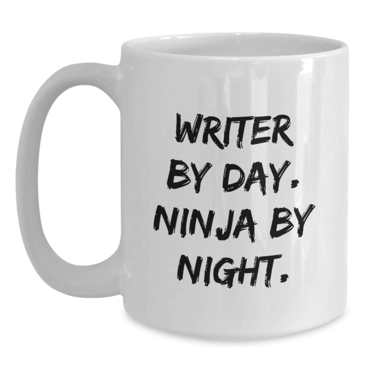 Writer Gifts from Friends, Writer By Day, Ninja By Night. Funny White Coffee Mug for Birthday - Main